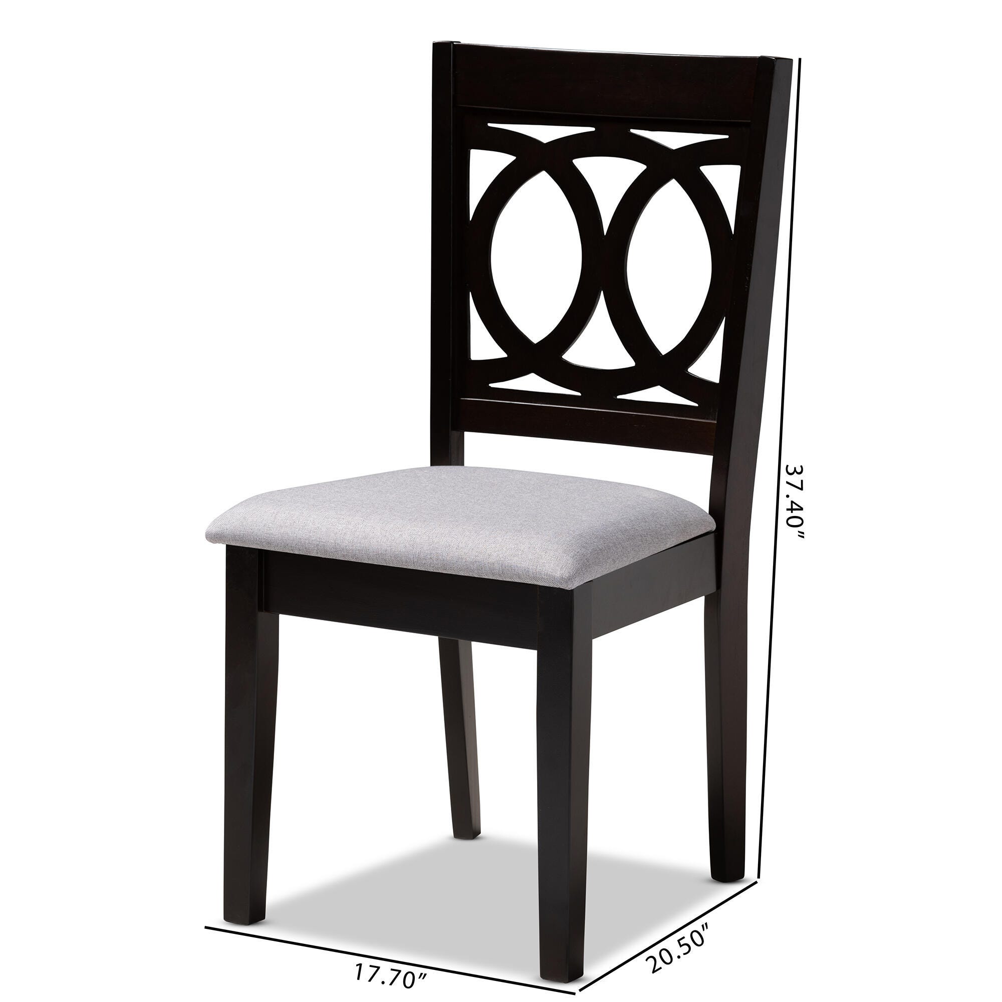 Lenoir Gray Fabric Upholstered Espresso Brown Finished Wood Dining Chair, Gray, large