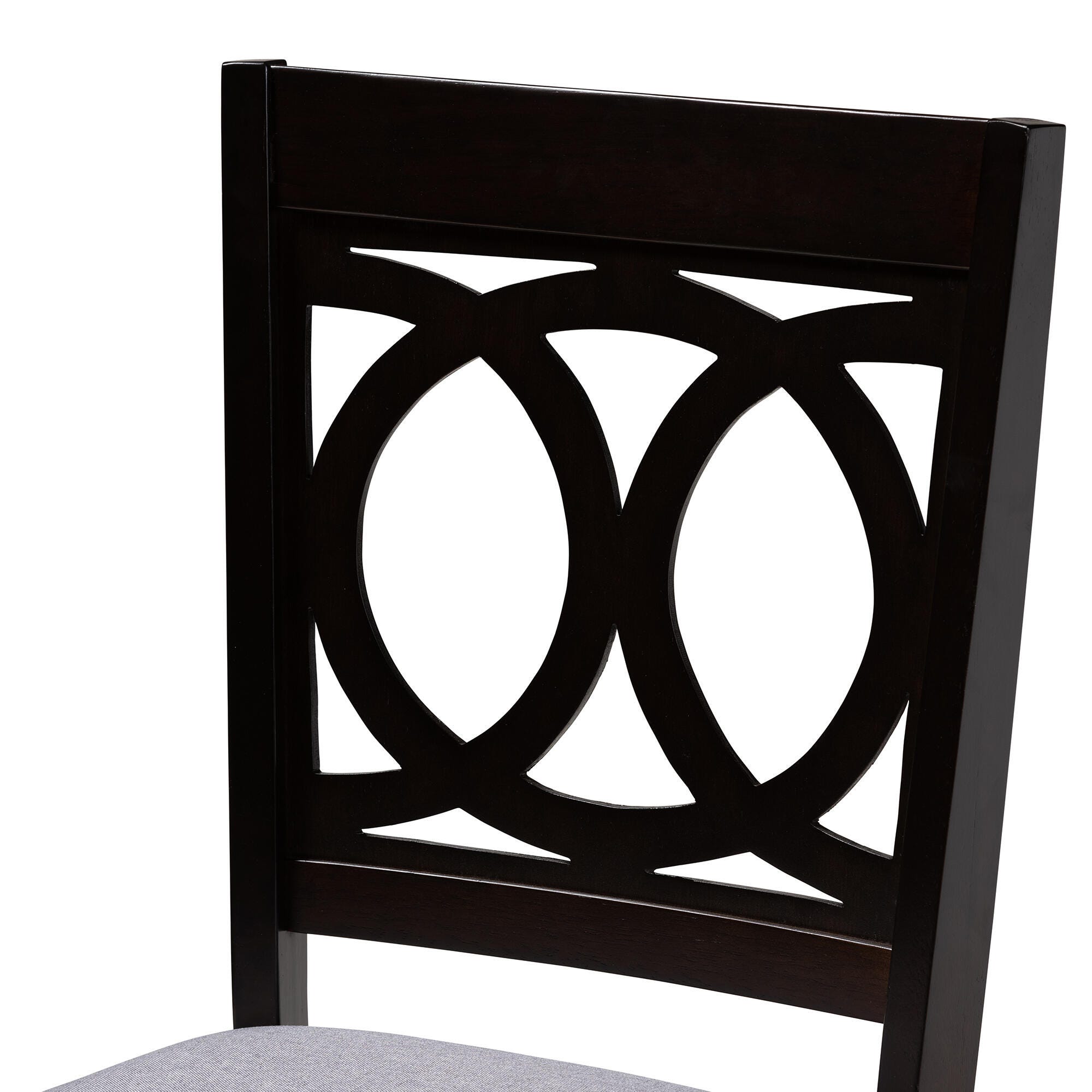 Lenoir Gray Fabric Upholstered Espresso Brown Finished Wood Dining Chair, Gray, large
