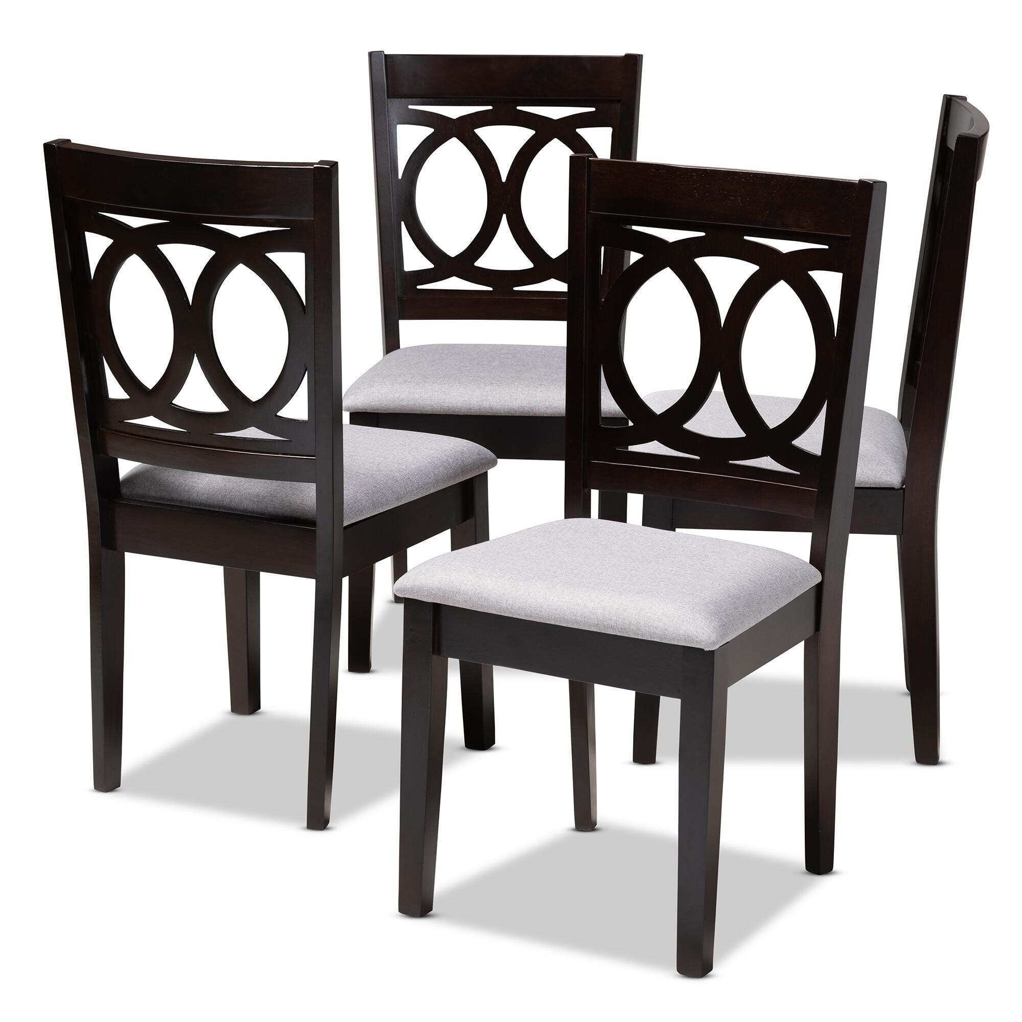 Lenoir Gray Fabric Upholstered Espresso Brown Finished Wood Dining Chair, Gray, large
