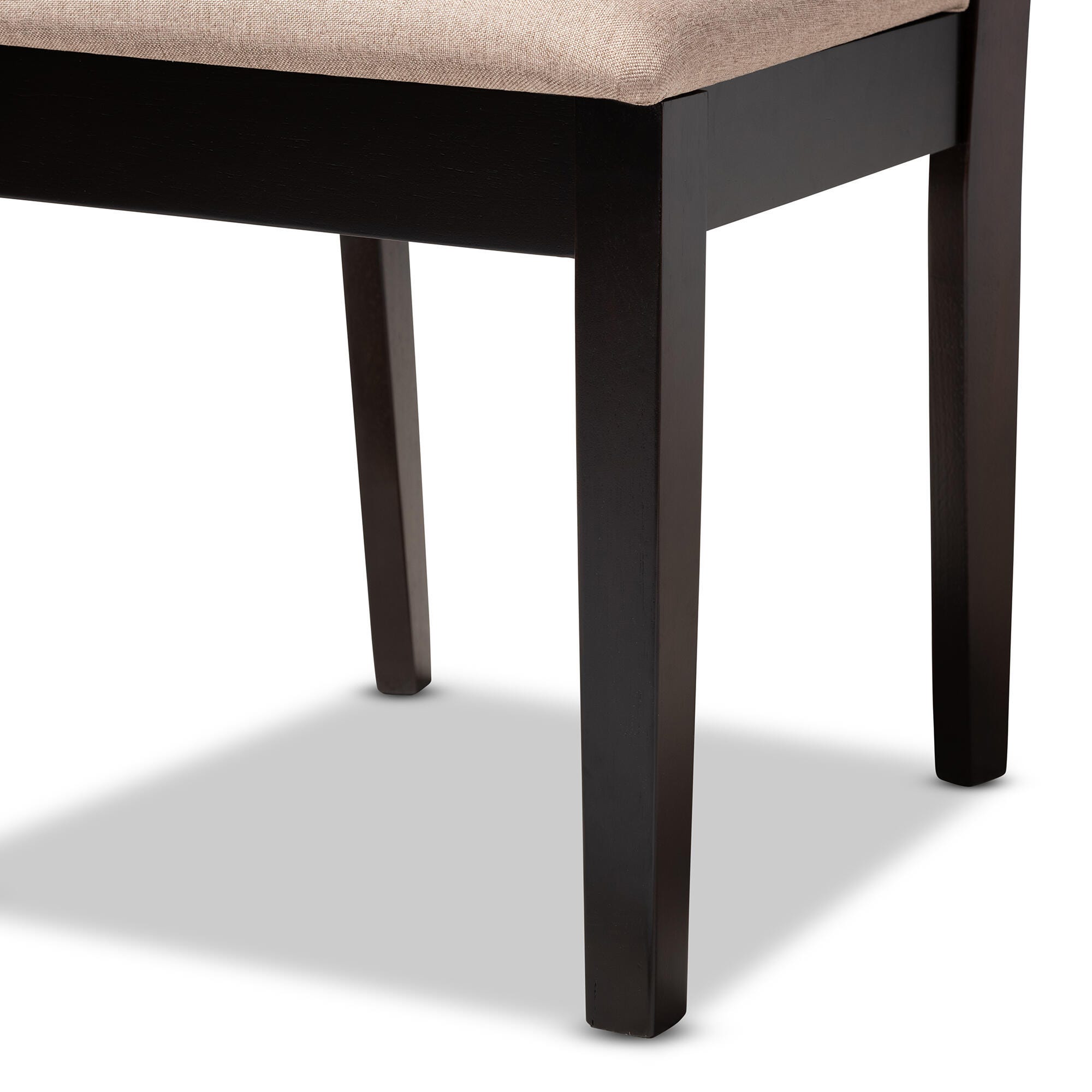 Caron Sand Fabric Upholstered Espresso Brown Finished Wood Dining Chair, Espresso, large