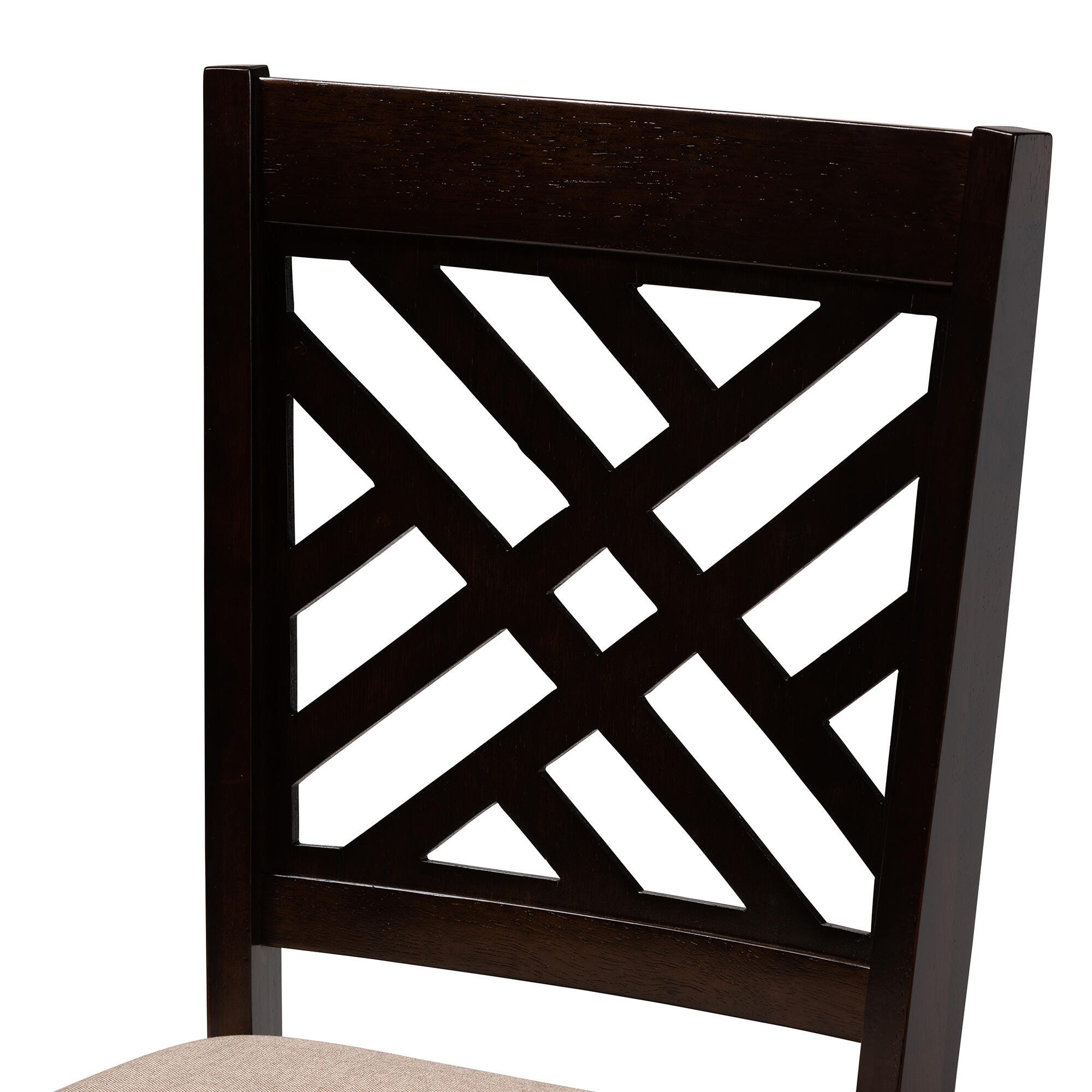 Caron Sand Fabric Upholstered Espresso Brown Finished Wood Dining Chair, Espresso, large