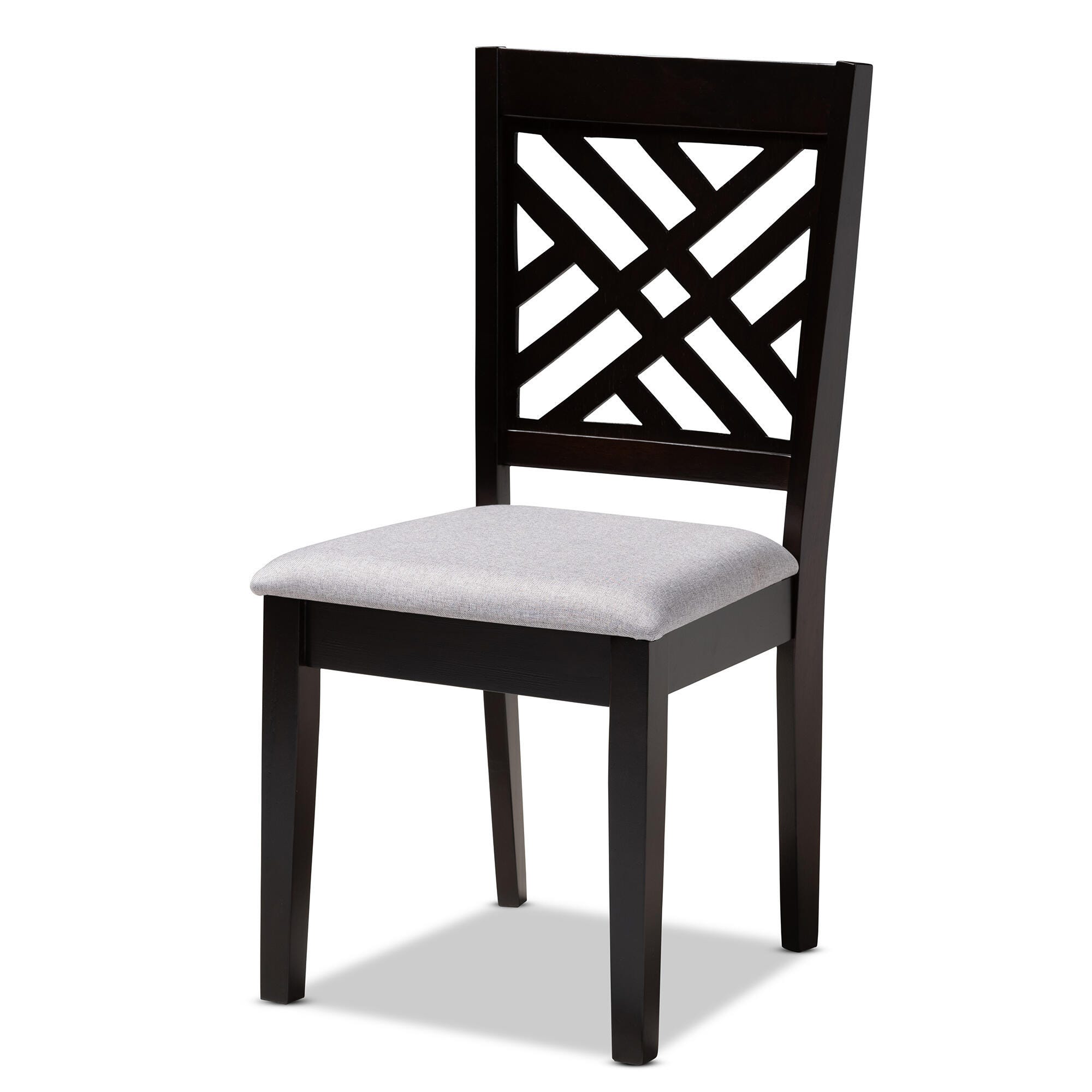 Caron Gray Fabric Upholstered Espresso Brown Finished Wood Dining Chair, Gray, large