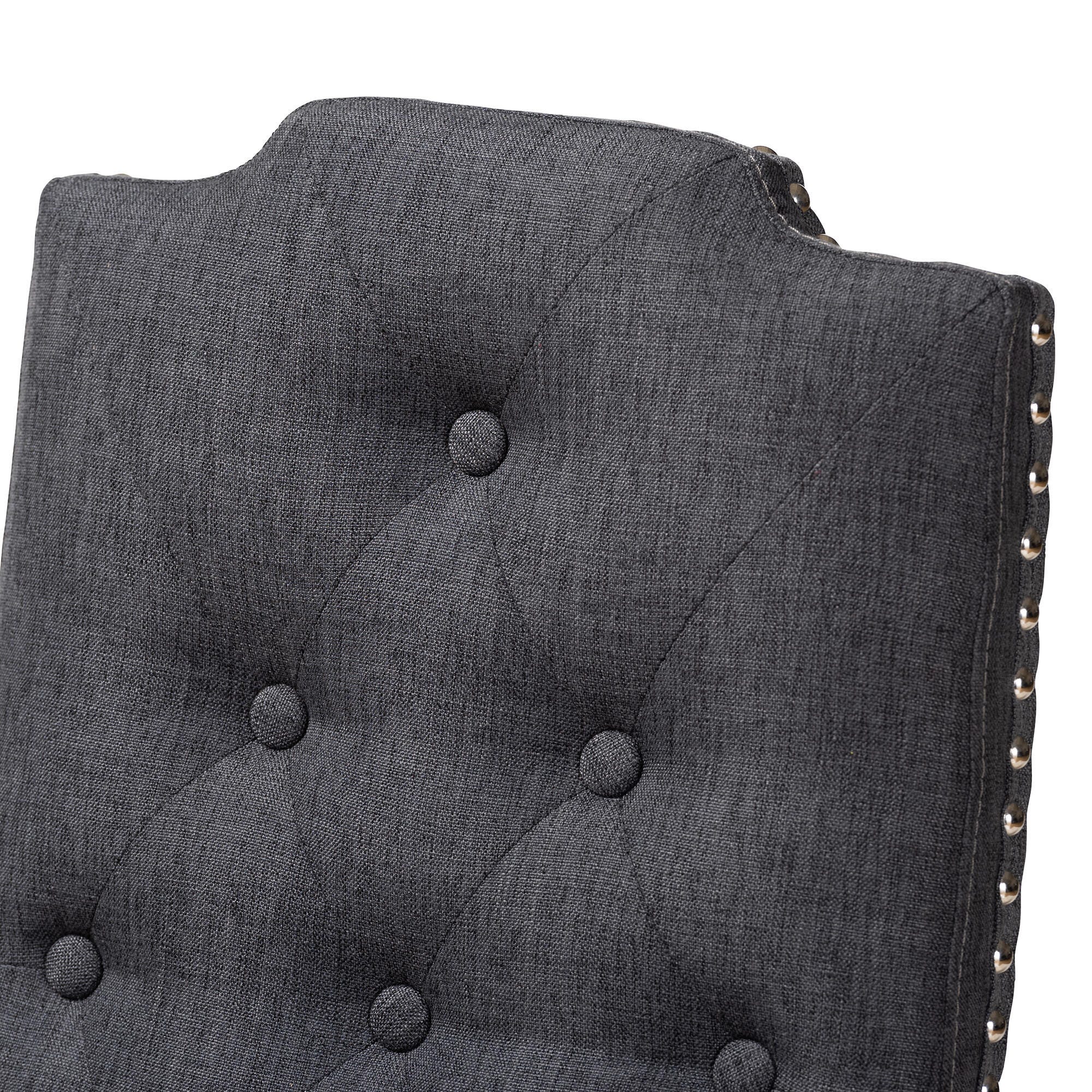 Dylin Charcoal Fabric Upholstered Button Tufted Wood Dining Chair Set, Charcoal, large