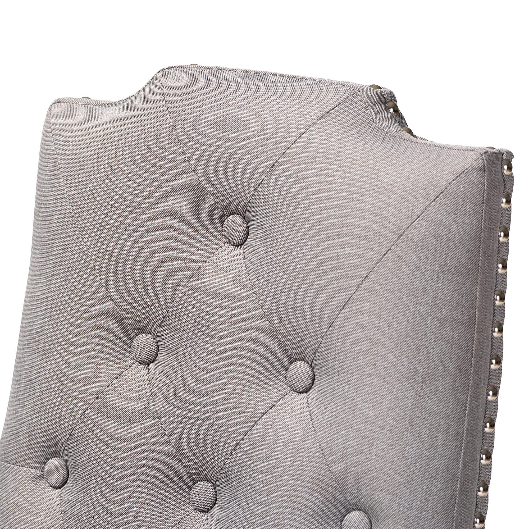 Dylin Gray Fabric Upholstered Button Tufted Wood Dining Chair Set, Gray, large