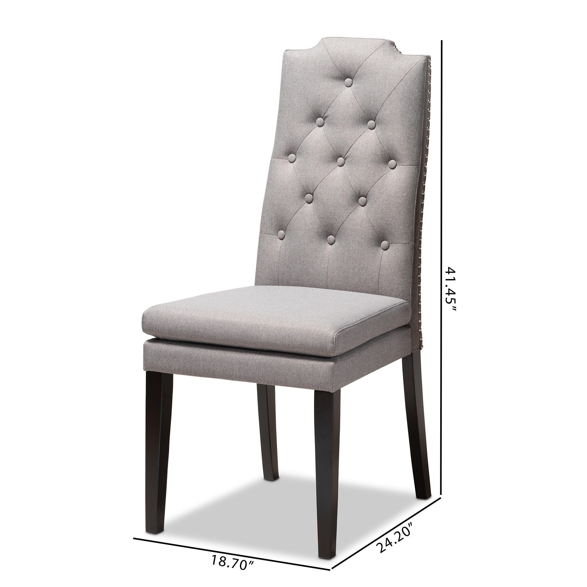 Dylin Gray Fabric Upholstered Button Tufted Wood Dining Chair Set, Gray, large