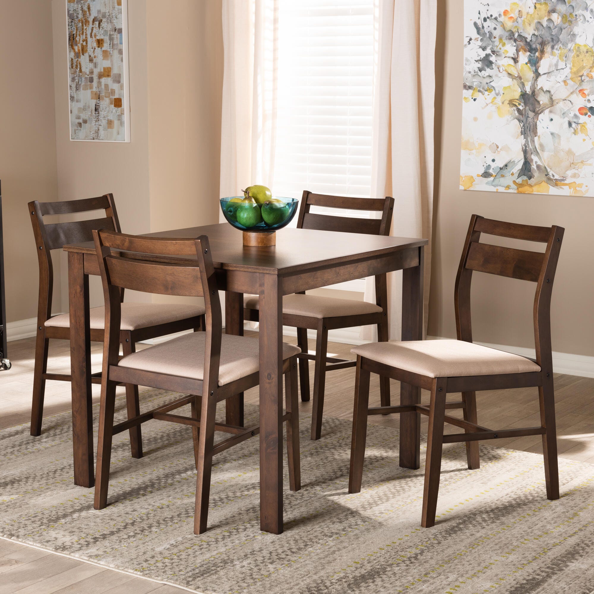Baxton Studio Lovy Dining Table and 4 Chairs Set | Ashley