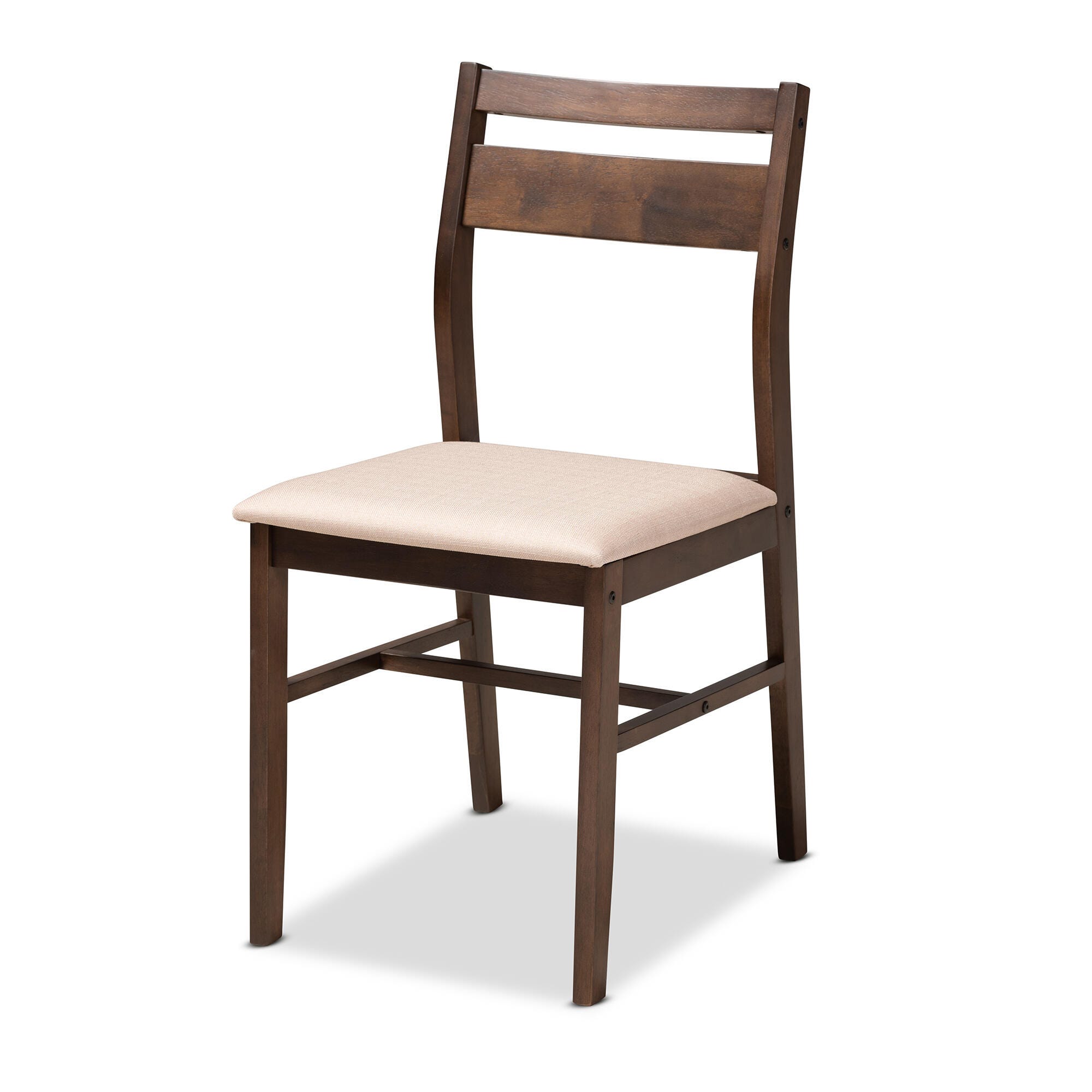 Lovy Beige Fabric Upholstered Dark Walnut-Finished 5-Piece Wood Dining Set, Beige, large