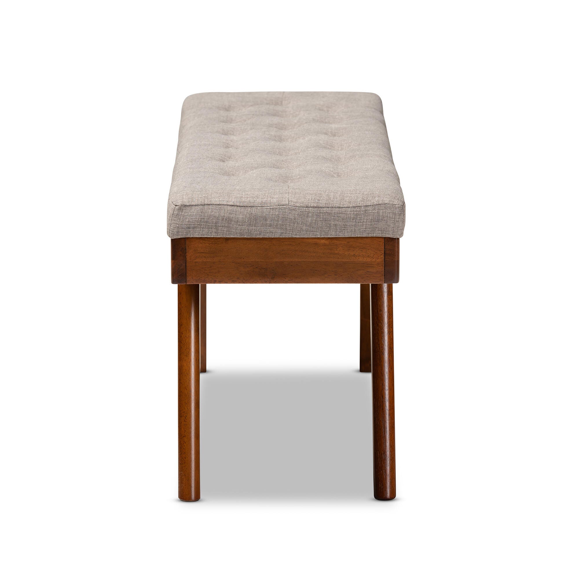 Alona Mid-Century Modern Light Gray Fabric Upholstered Wood Dining Bench, Light Gray, large
