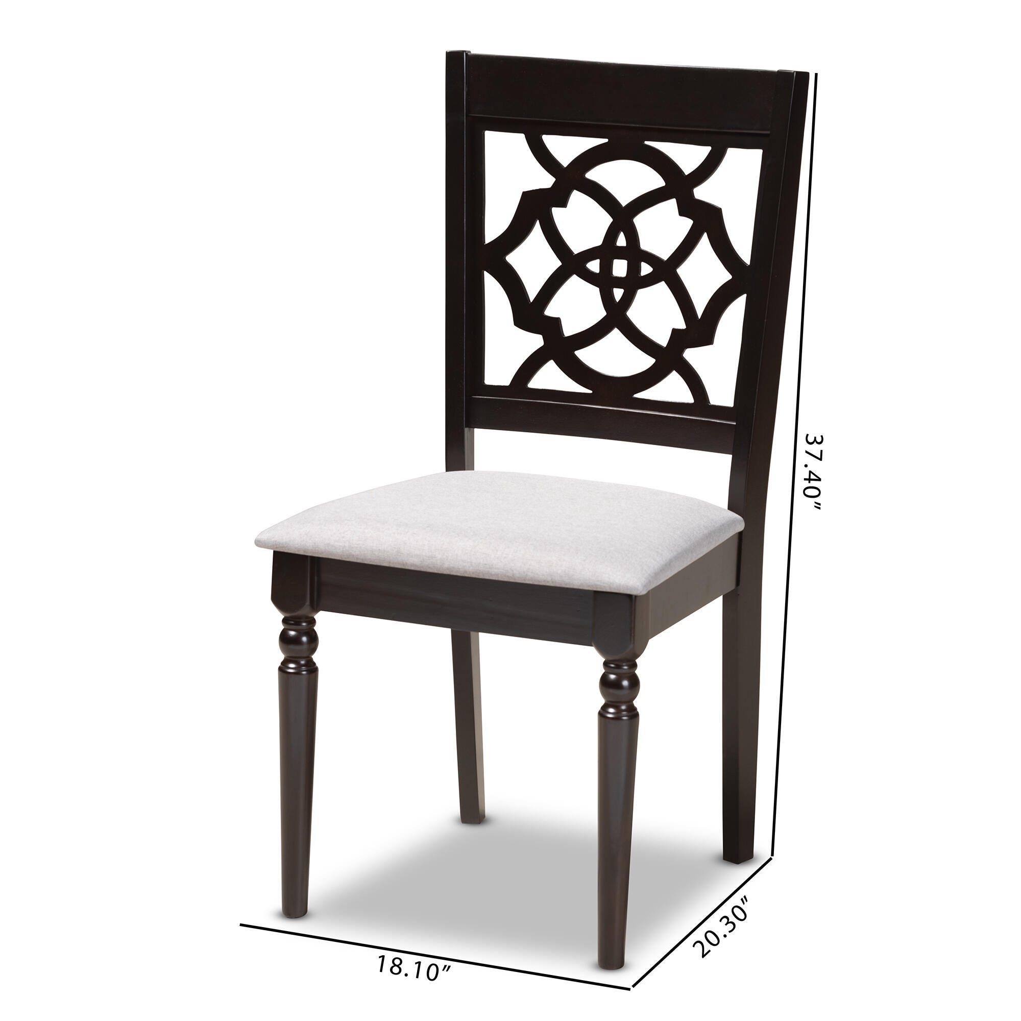 Renaud Gray Fabric Upholstered Espresso Brown Finished Wood Dining Chair, Gray, large