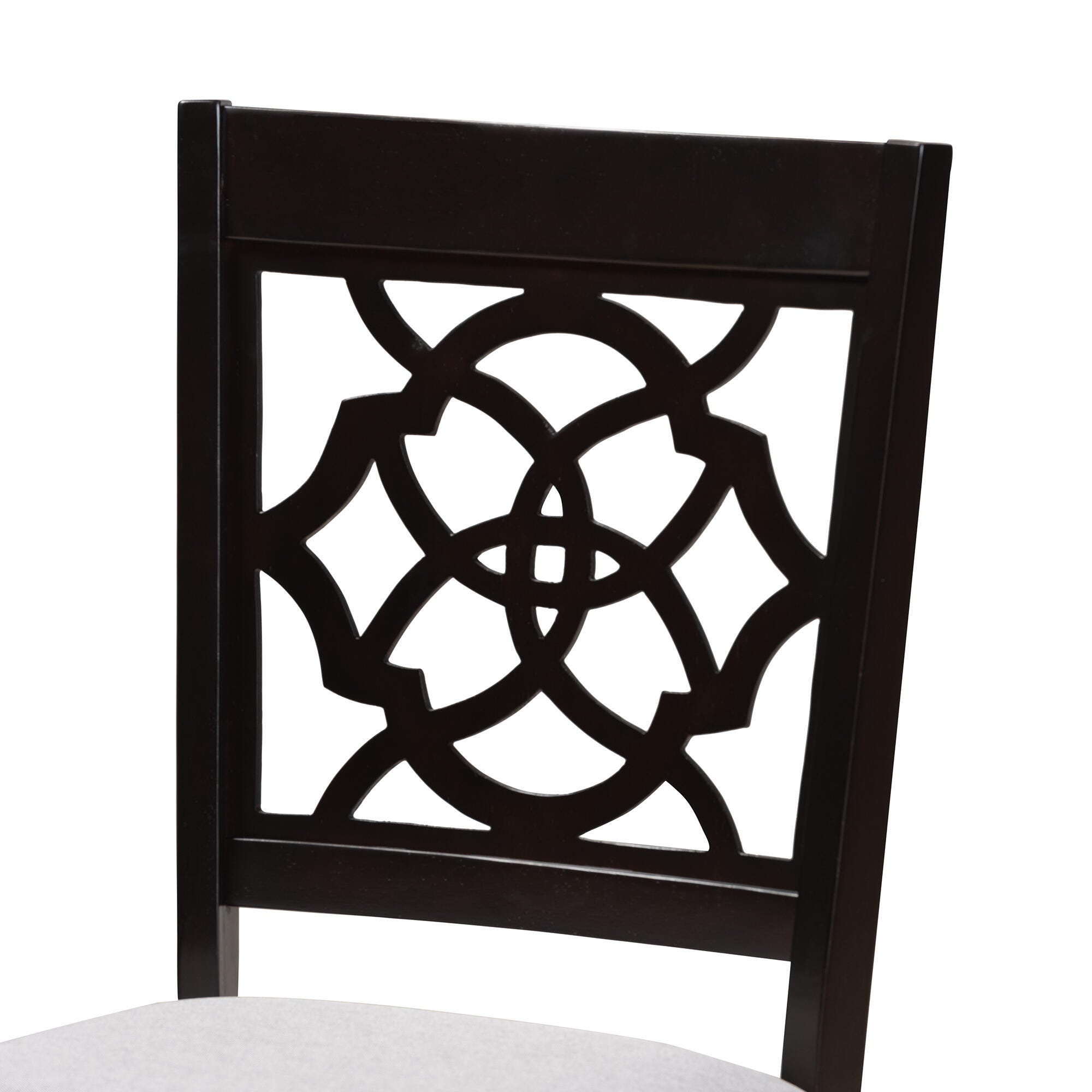 Renaud Gray Fabric Upholstered Espresso Brown Finished Wood Dining Chair, Gray, large