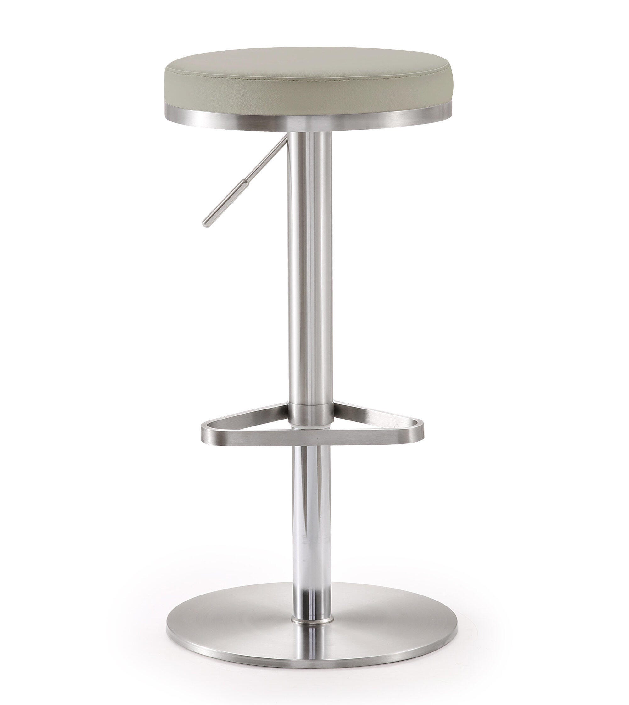 TOV Furniture Fano Light Gray Stainless Steel Adjustable Barstool, Light Gray, large