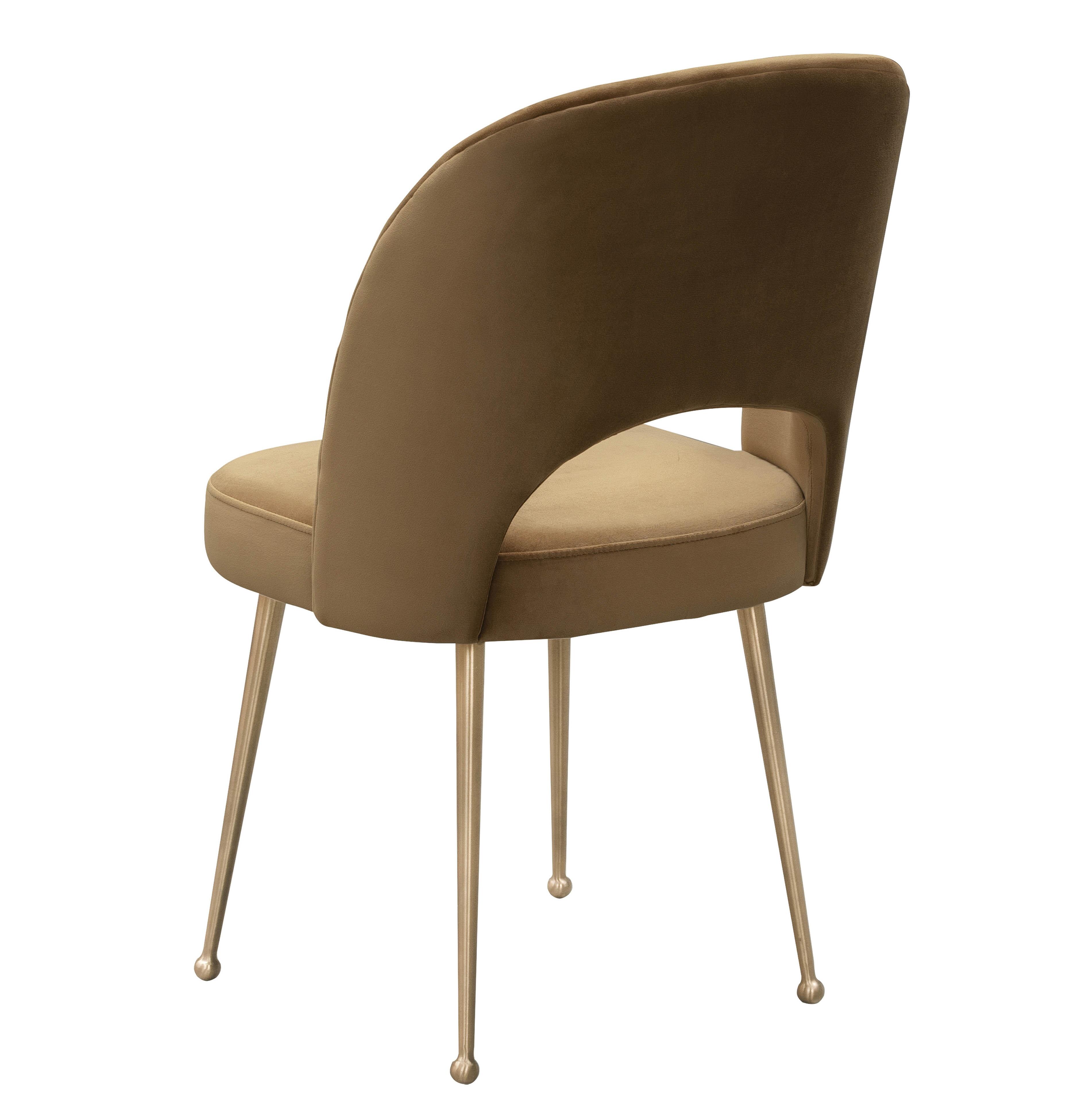 Swell Swell Cognac Velvet Chair, Brown/Gold, large