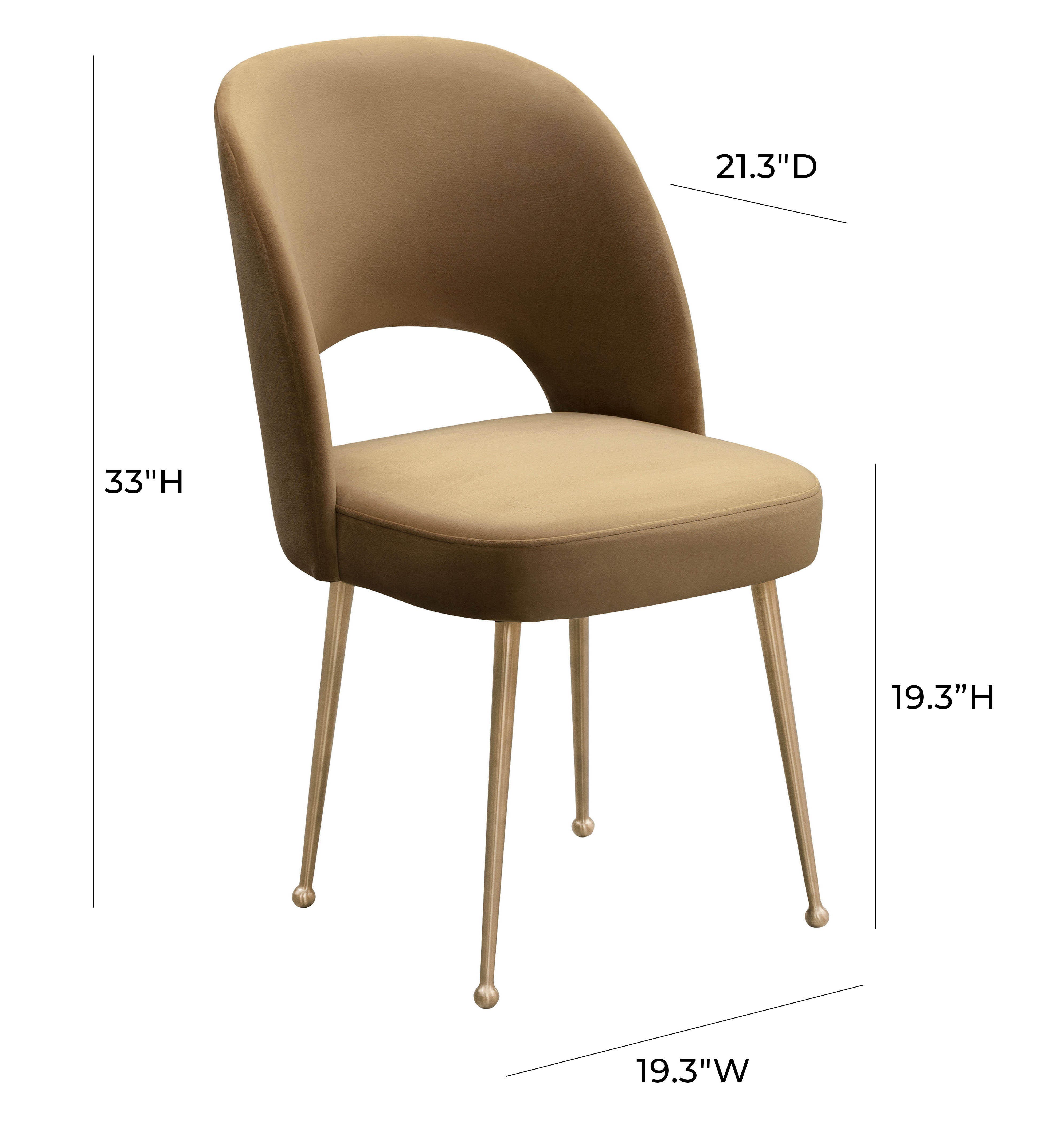 Swell Swell Cognac Velvet Chair, Brown/Gold, large