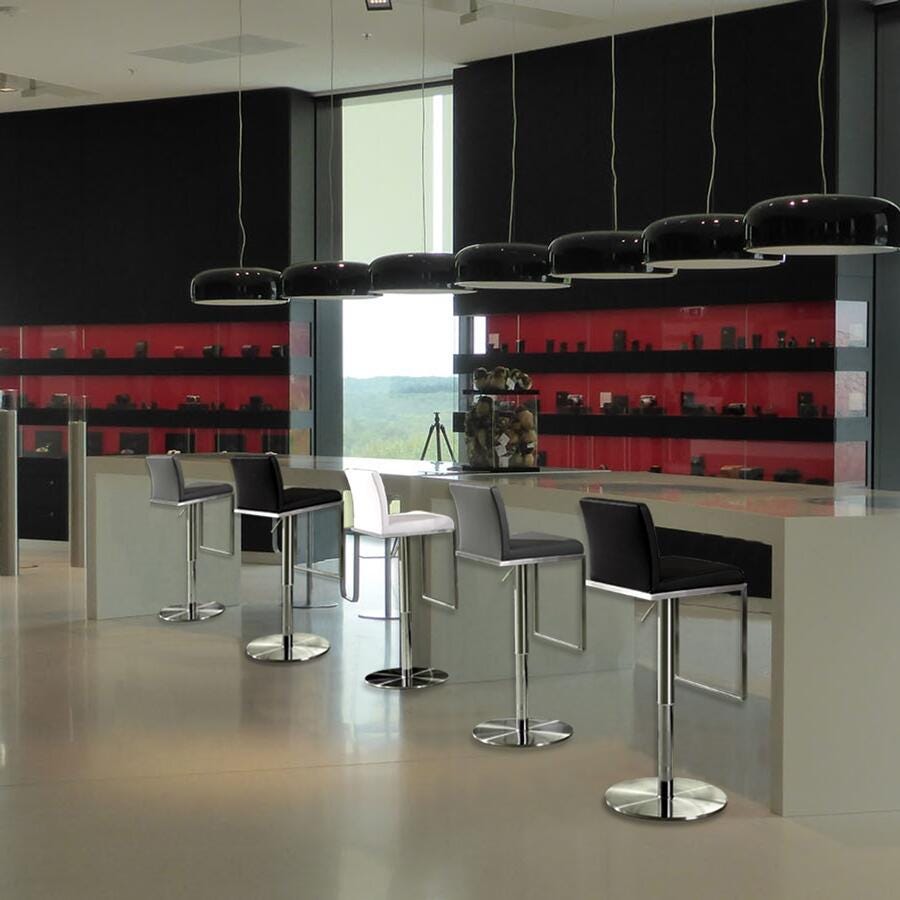 TOV Furniture Amalfi Black Steel Adjustable Barstool, Black/Silver, rollover