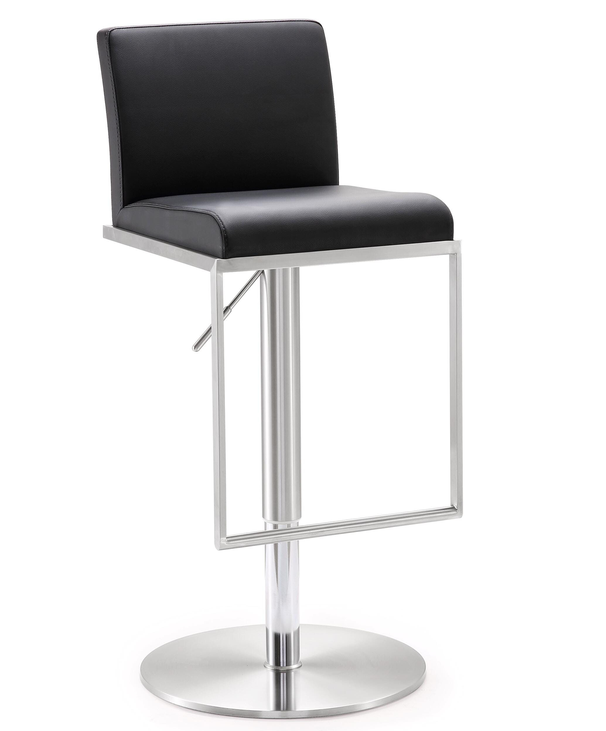 TOV Furniture Amalfi Black Steel Adjustable Barstool, Black/Silver, large
