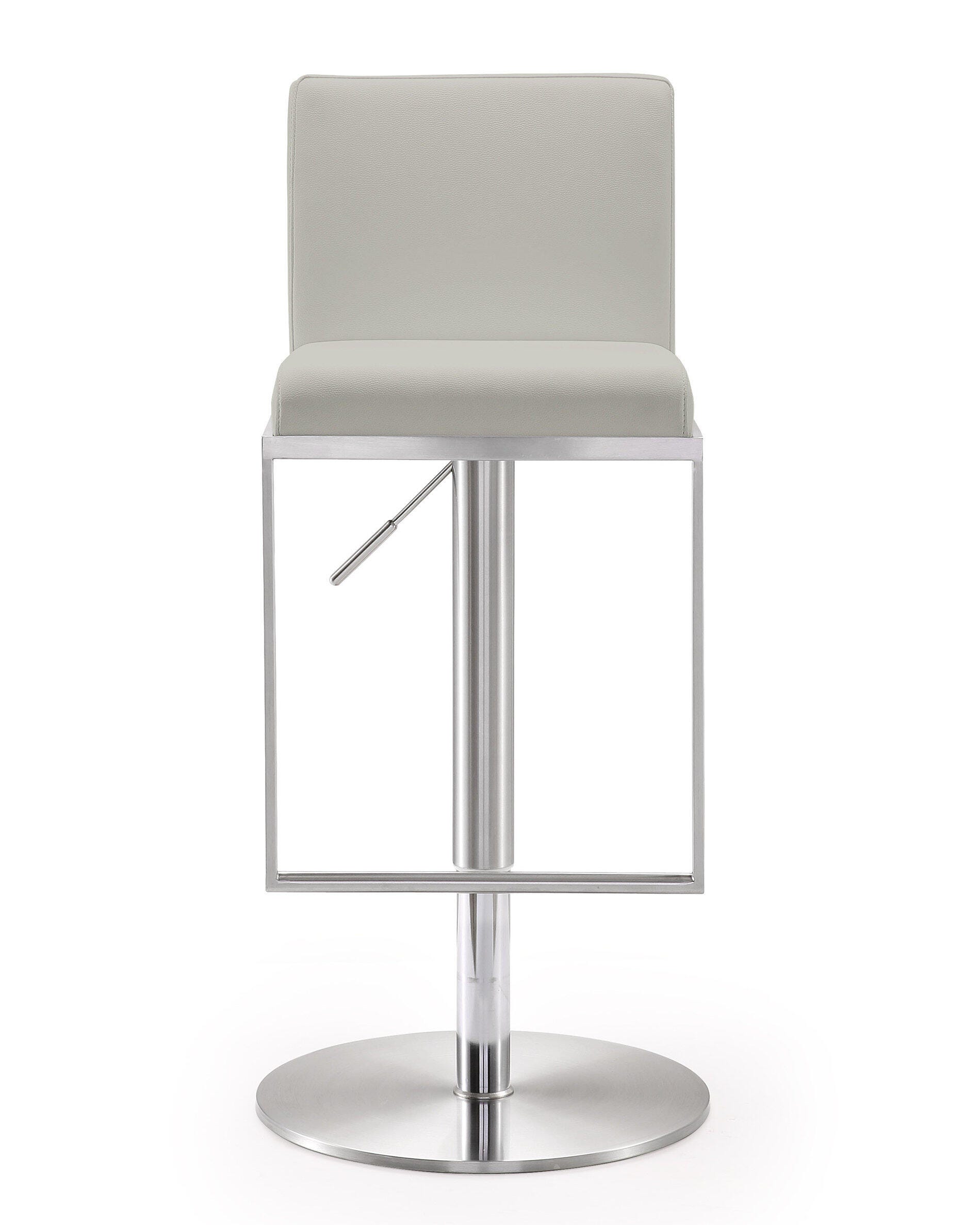 TOV Furniture Amalfi Light Gray Steel Adjustable Barstool, Light Gray, large