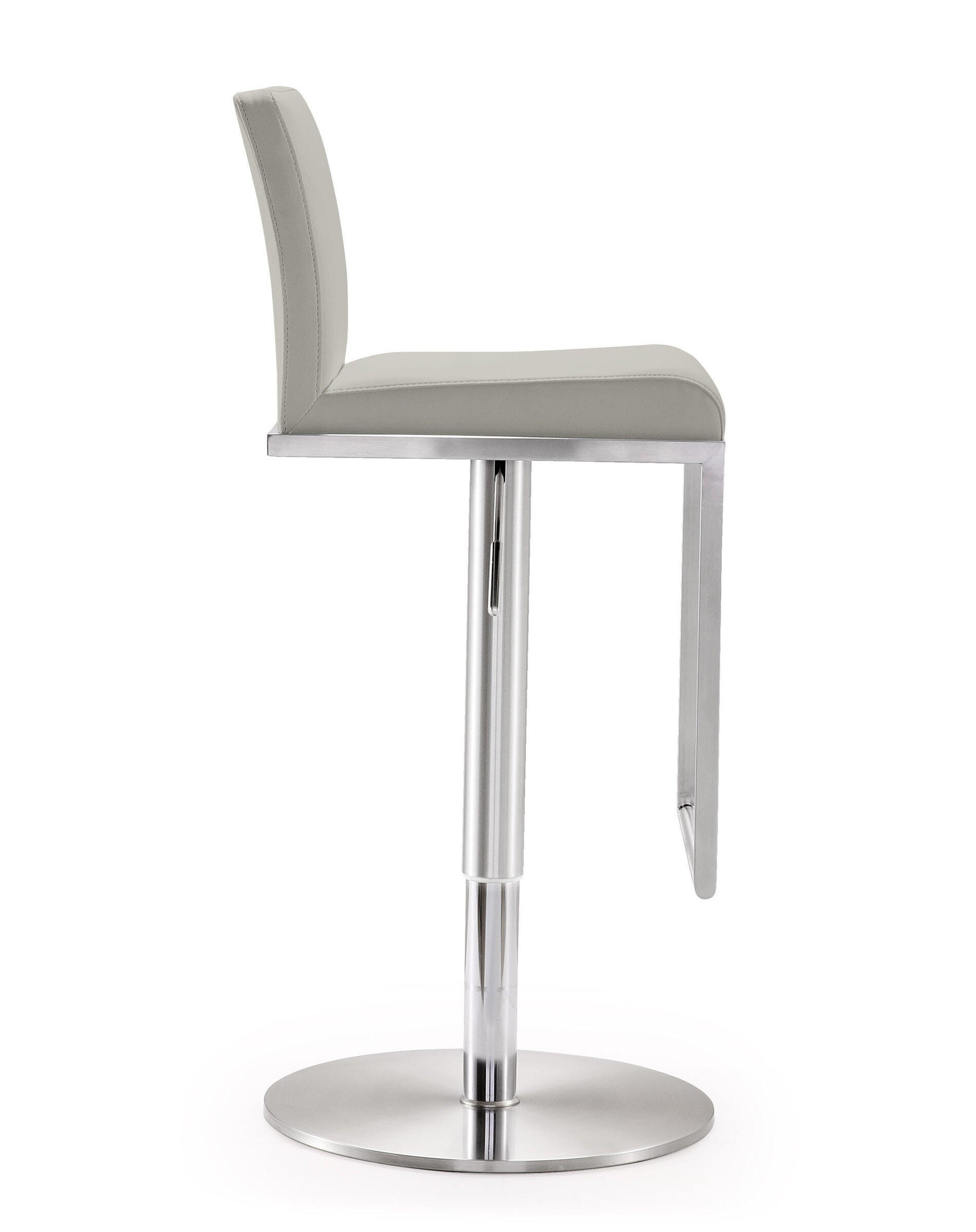 TOV Furniture Amalfi Light Gray Steel Adjustable Barstool, Light Gray, large