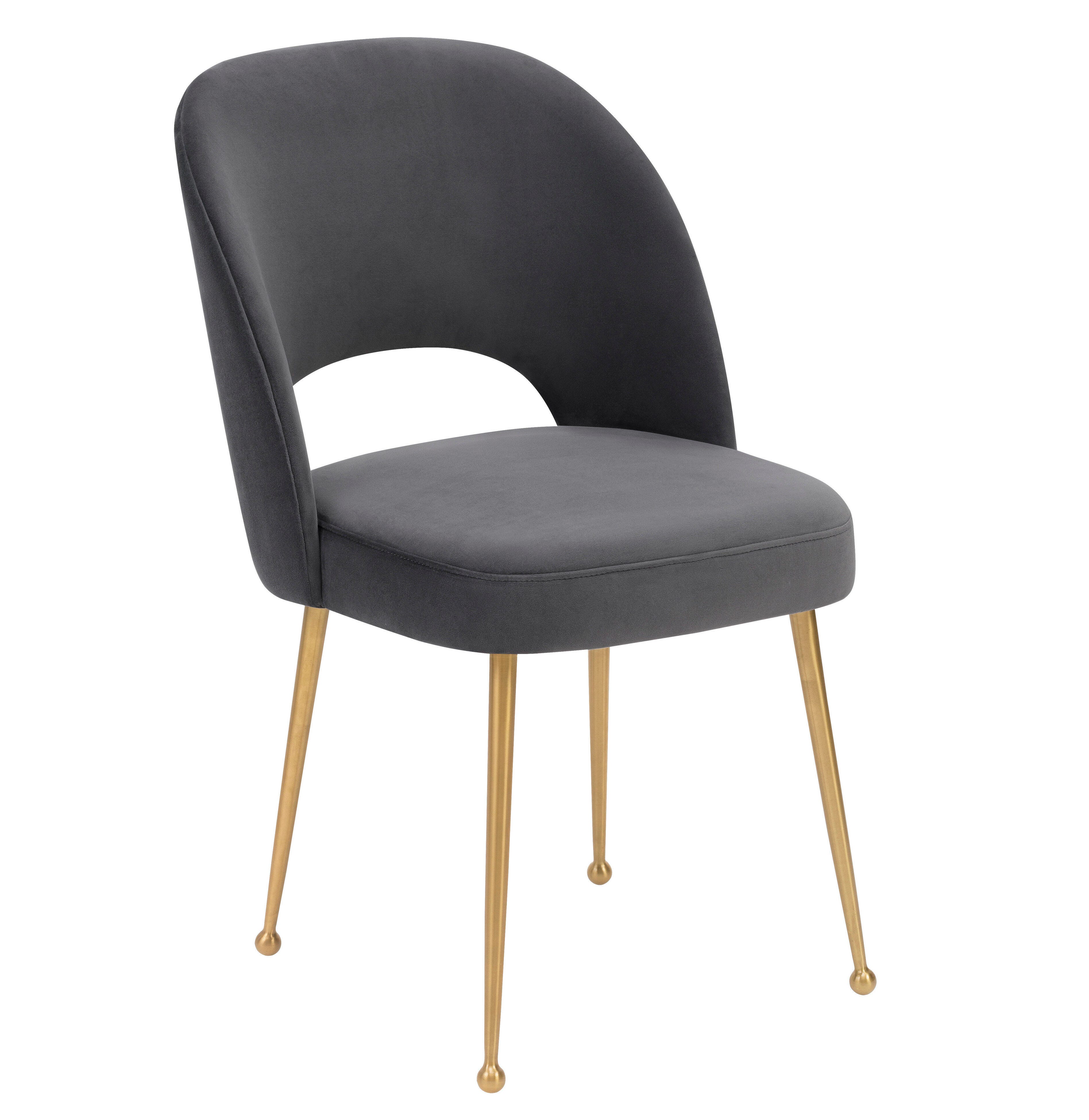 Swell Swell Dark Gray Velvet Chair, Gray/Gold, large