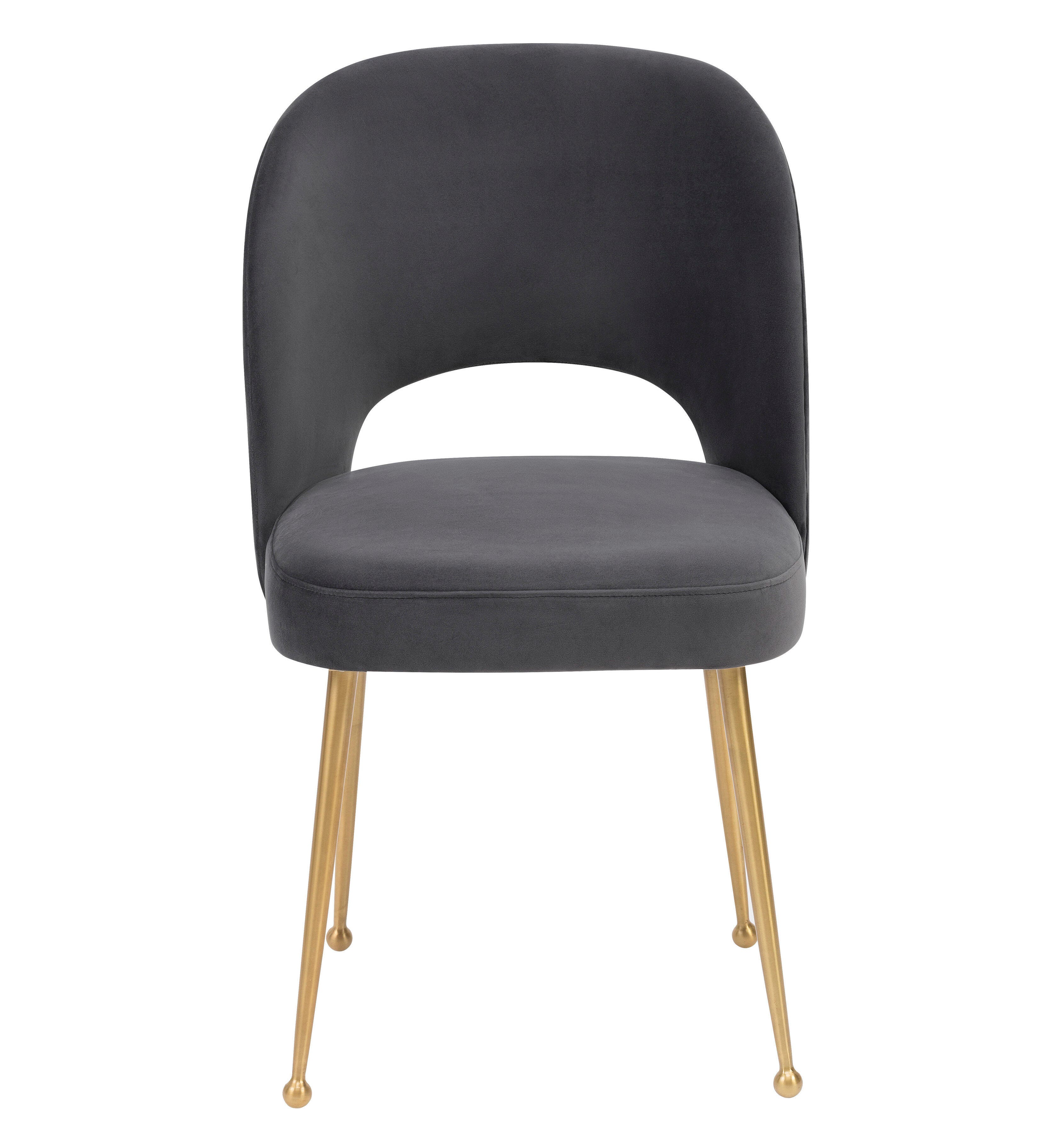 Swell Swell Dark Gray Velvet Chair, Gray/Gold, large