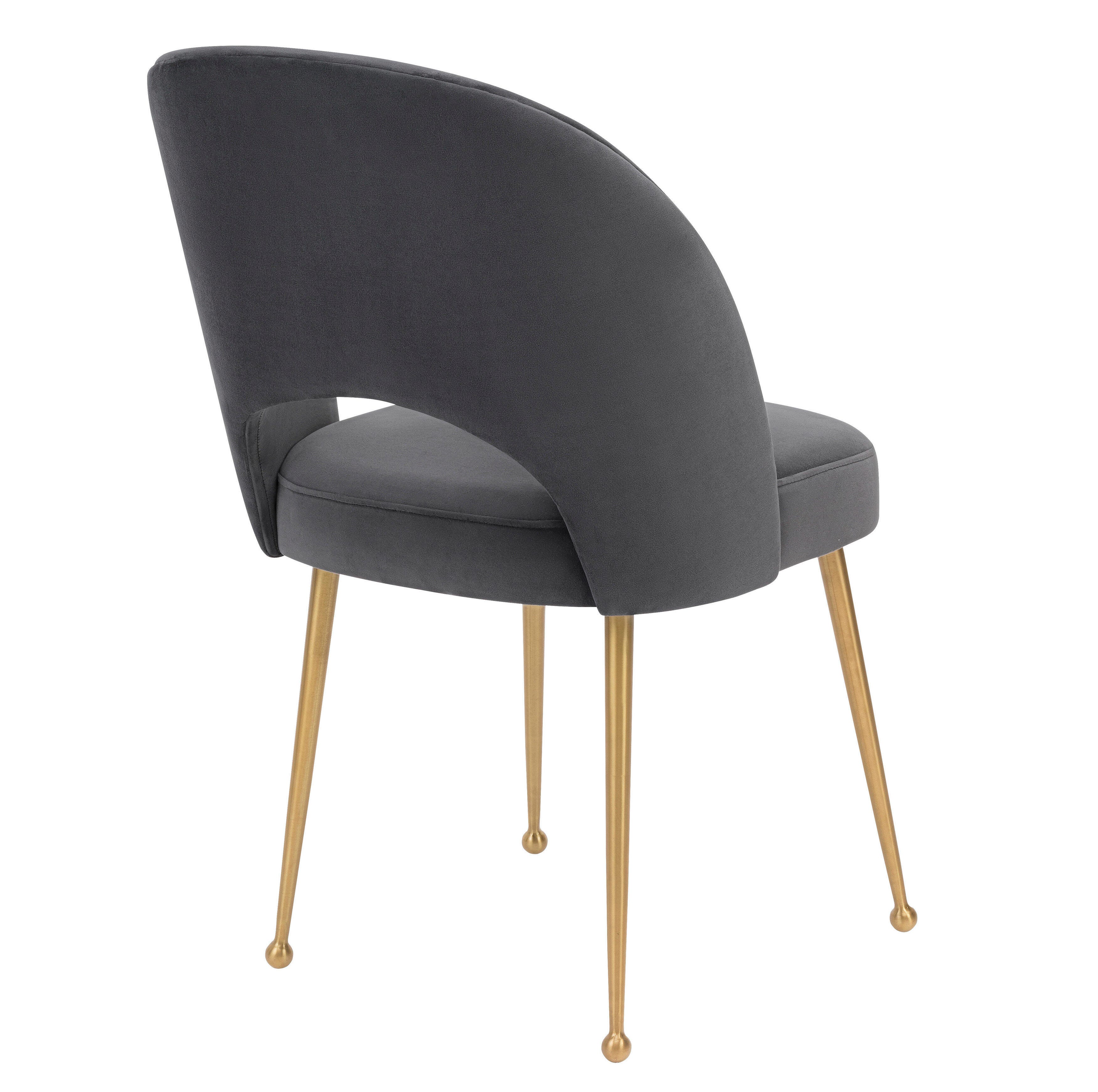 Swell Swell Dark Gray Velvet Chair, Gray/Gold, large