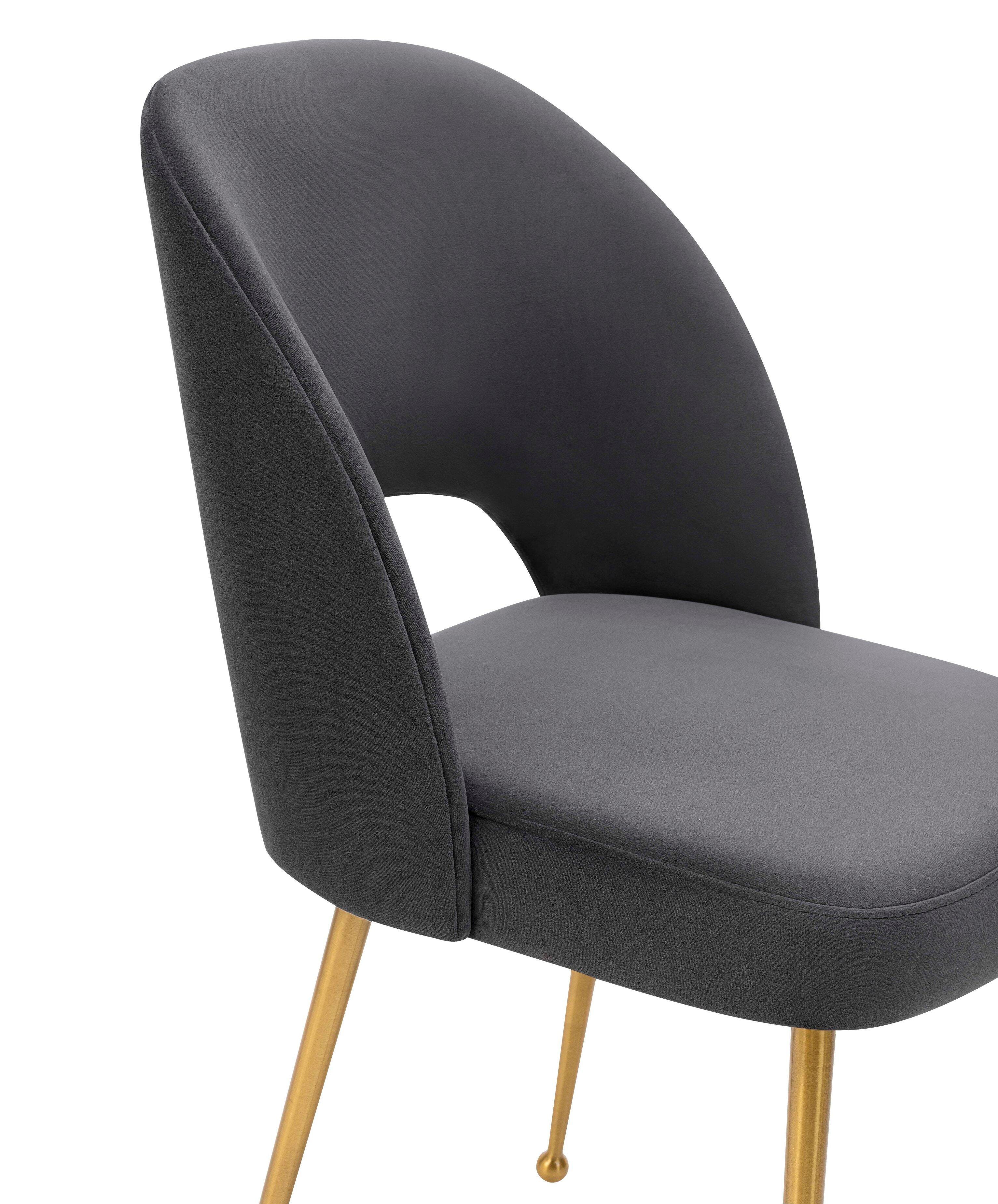 Swell Swell Dark Gray Velvet Chair, Gray/Gold, large