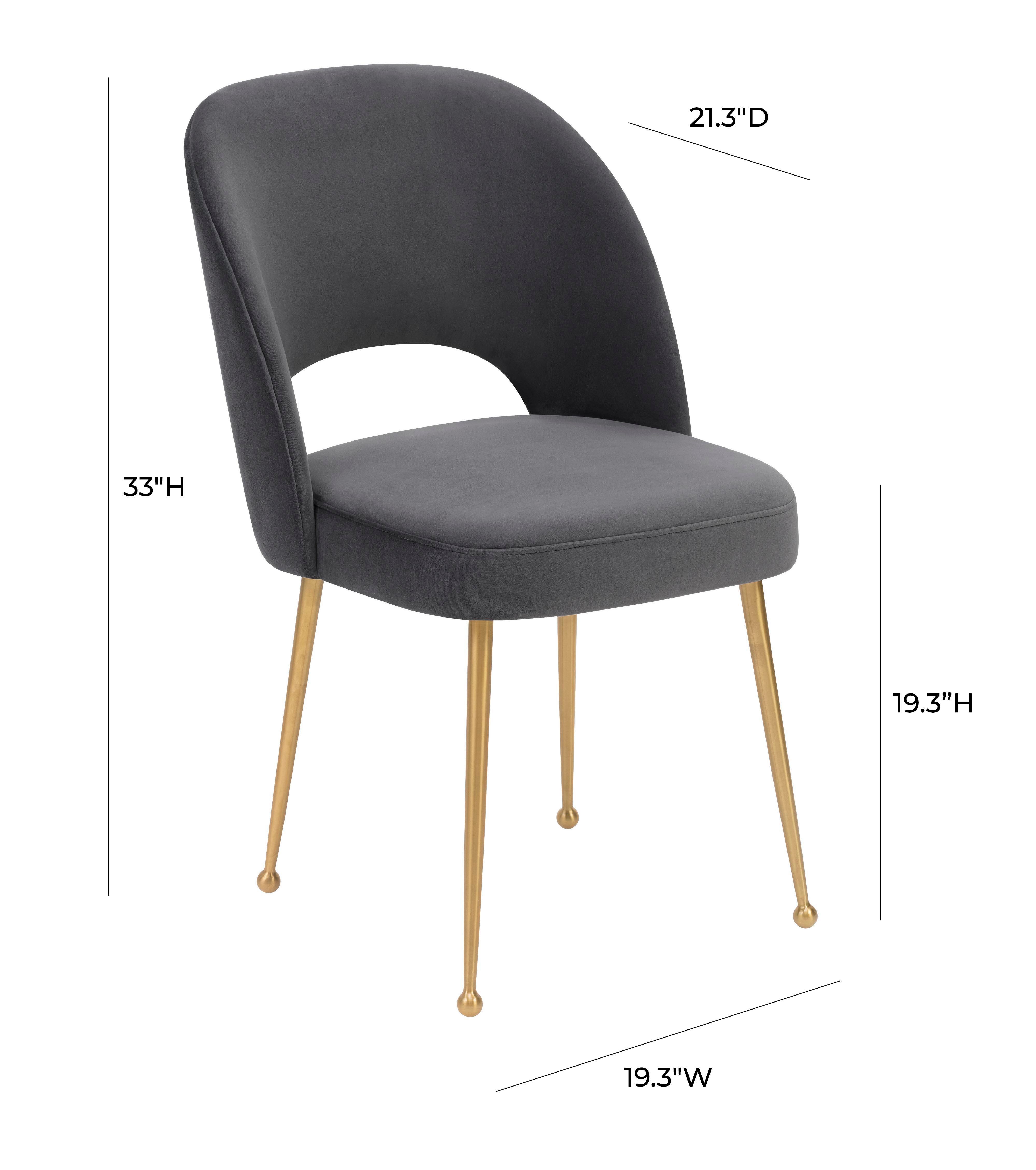 Swell Swell Dark Gray Velvet Chair, Gray/Gold, large