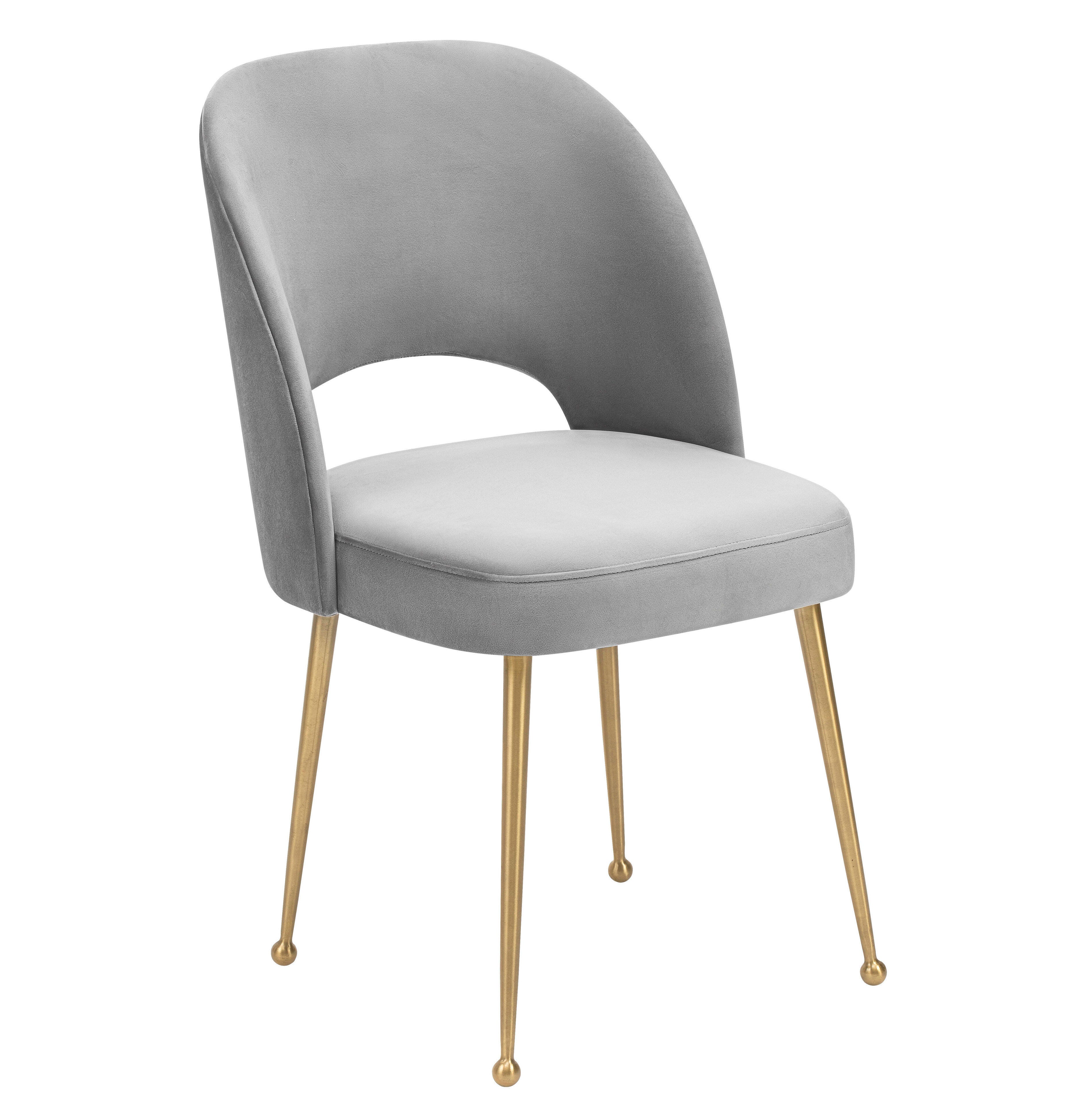 Swell Velvet Chair, Light Gray/Gold