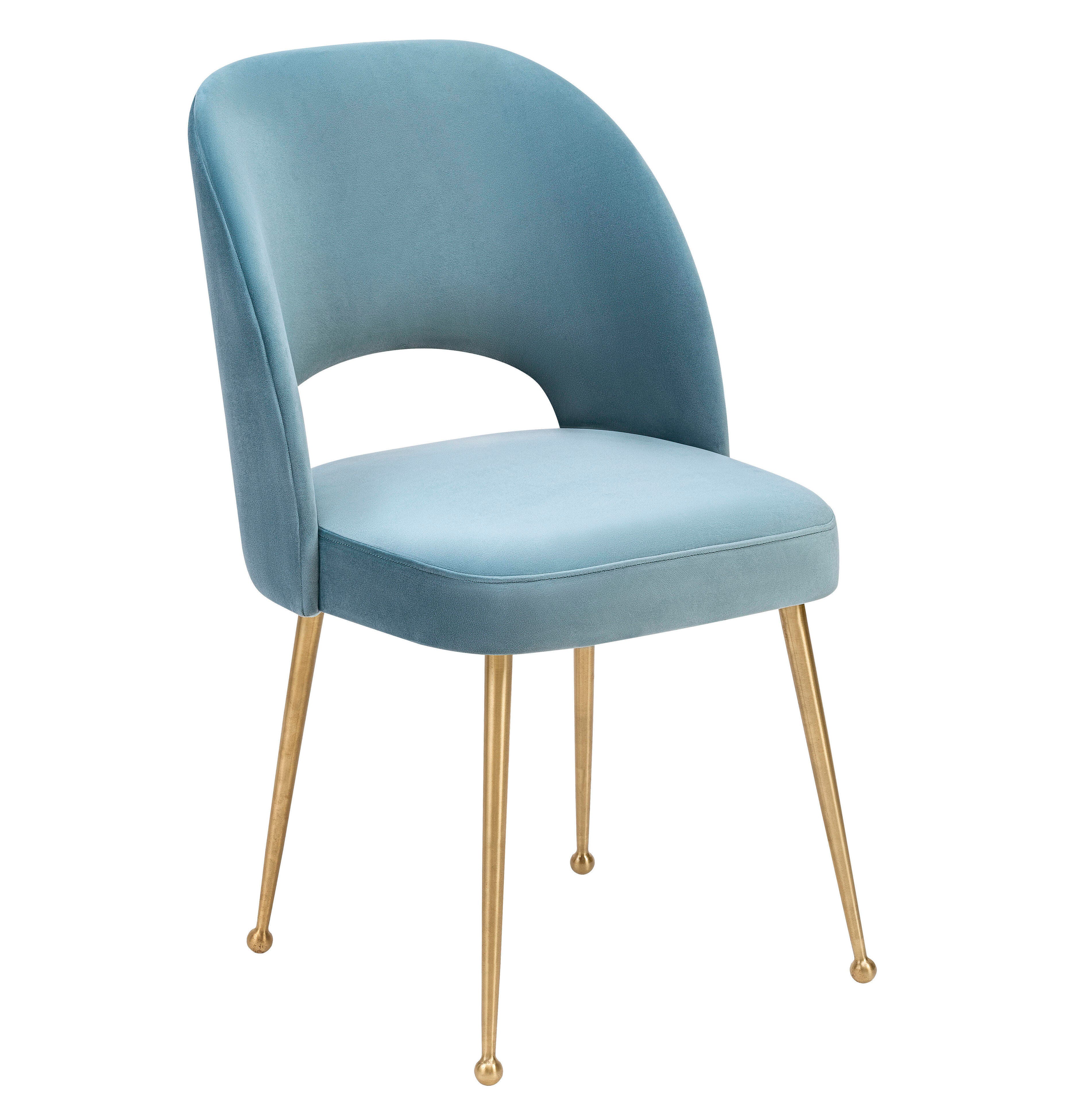 Swell Swell Sea Blue Velvet Chair, Blue/Gold, large