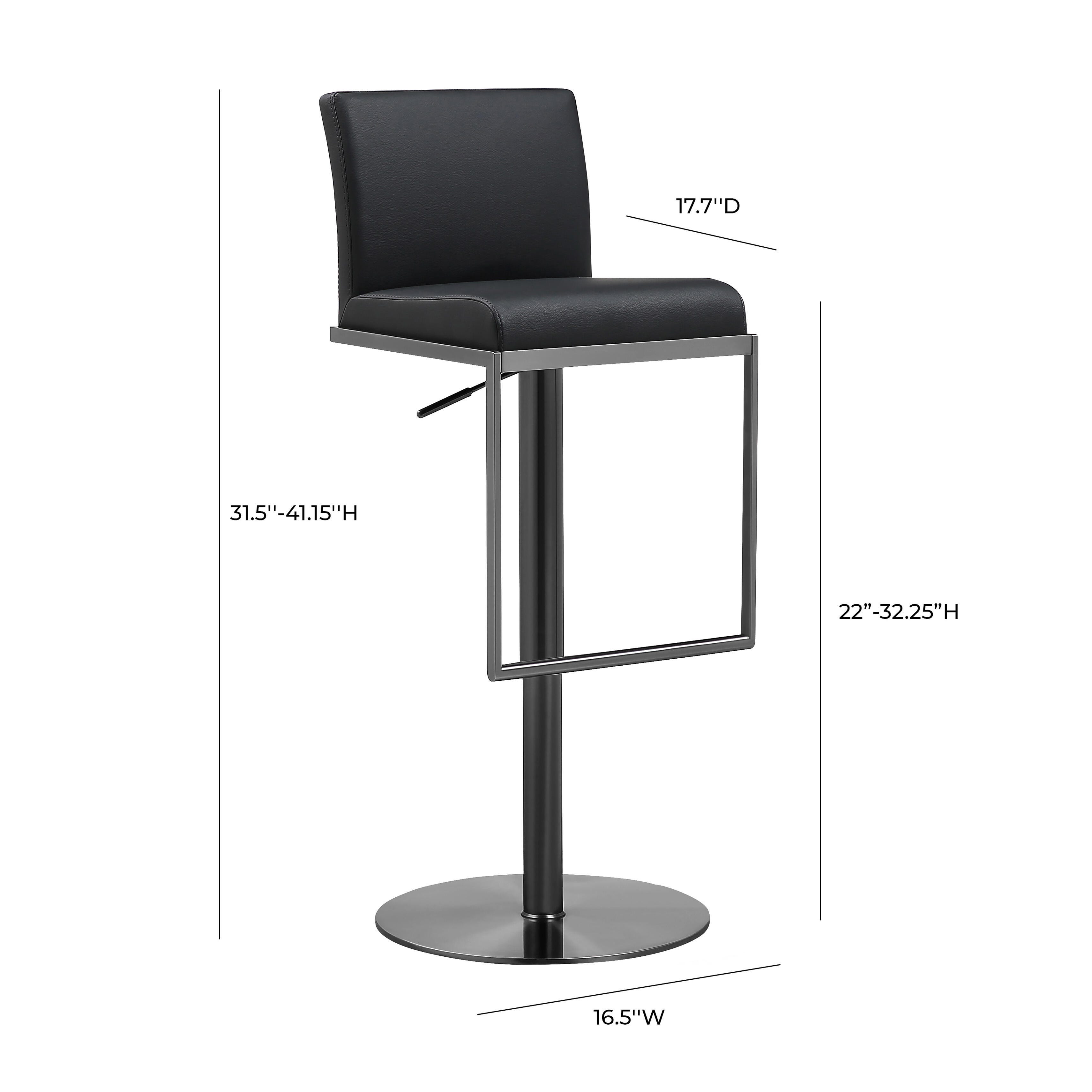 TOV Furniture Amalfi Amalfi Black on Black Steel Barstool, Black/Black, large