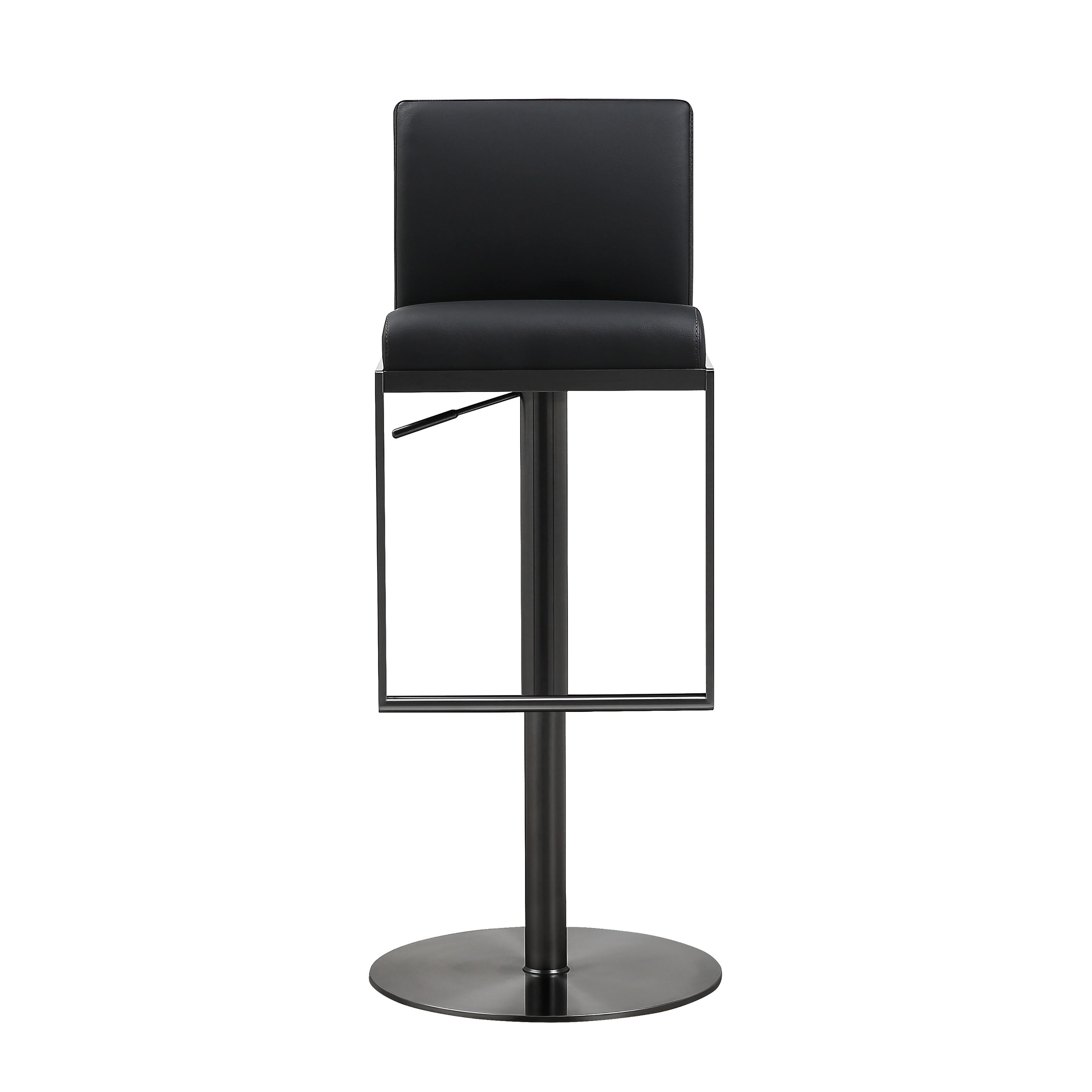TOV Furniture Amalfi Amalfi Black on Black Steel Barstool, Black/Black, large