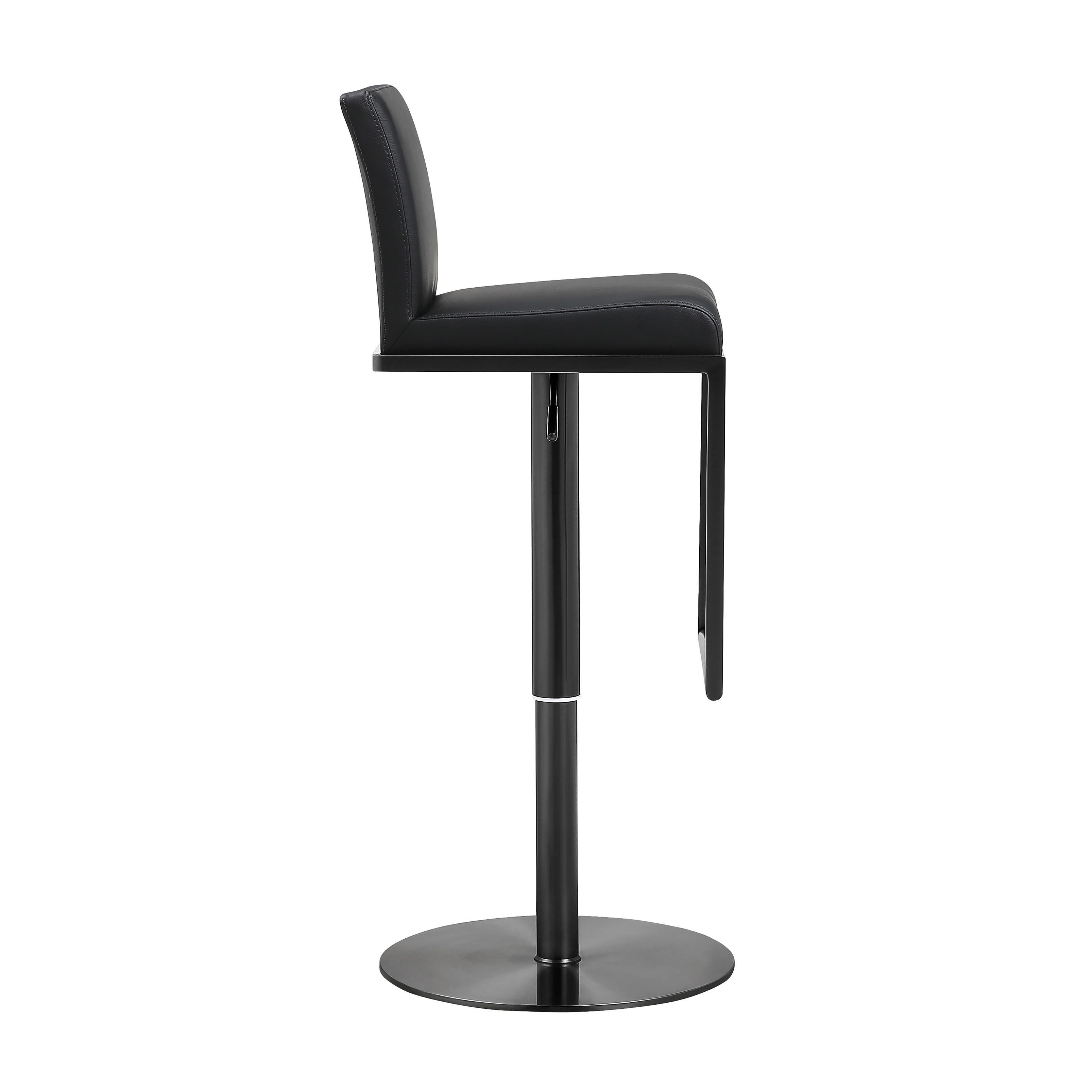 TOV Furniture Amalfi Amalfi Black on Black Steel Barstool, Black/Black, large