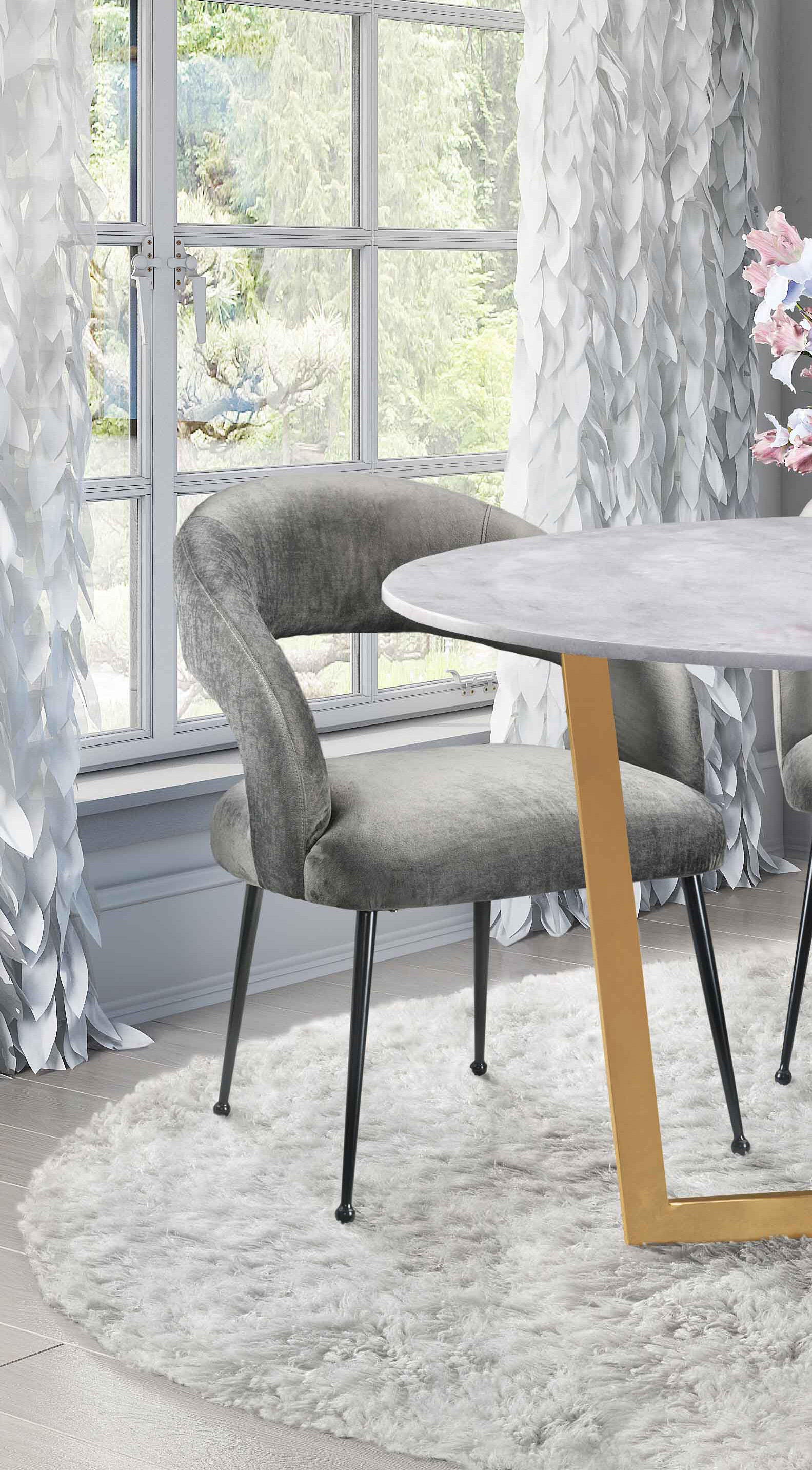 Rocco Rocco Slub Gray Dining Chair, Gray/Black, large