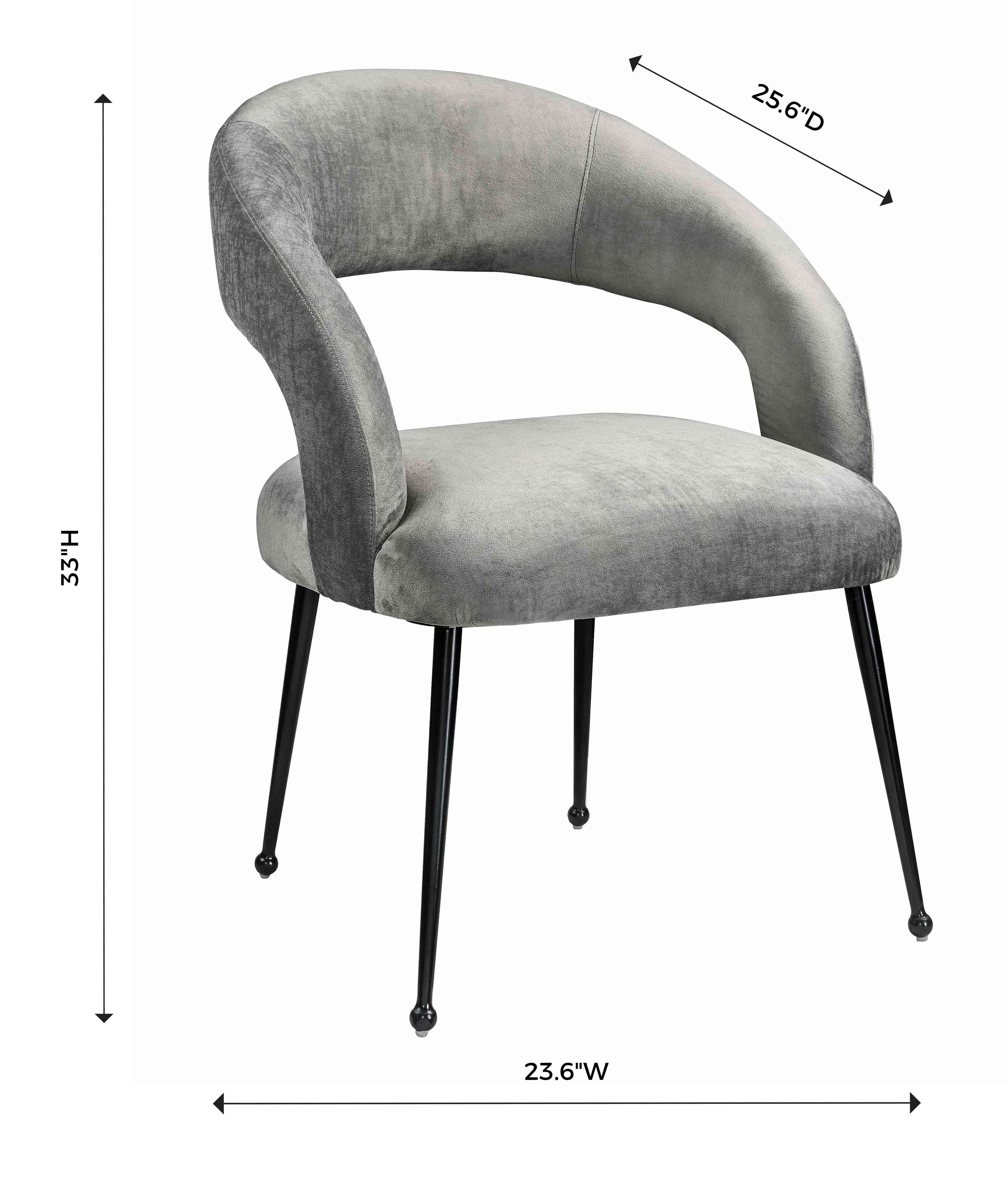 Rocco Rocco Slub Gray Dining Chair, Gray/Black, large