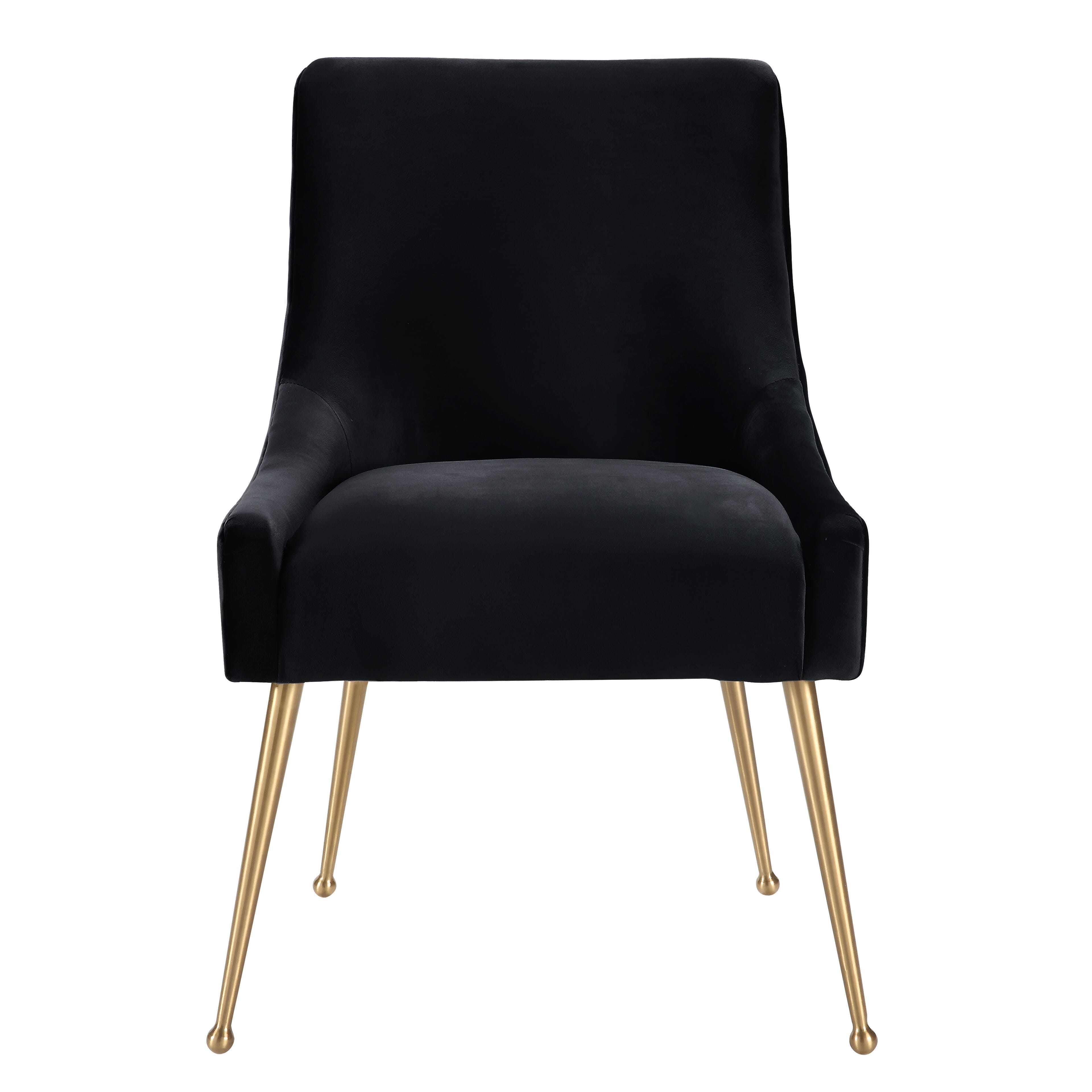 Beatrix Beatrix Black Velvet Side Chair, Black/Gold, large