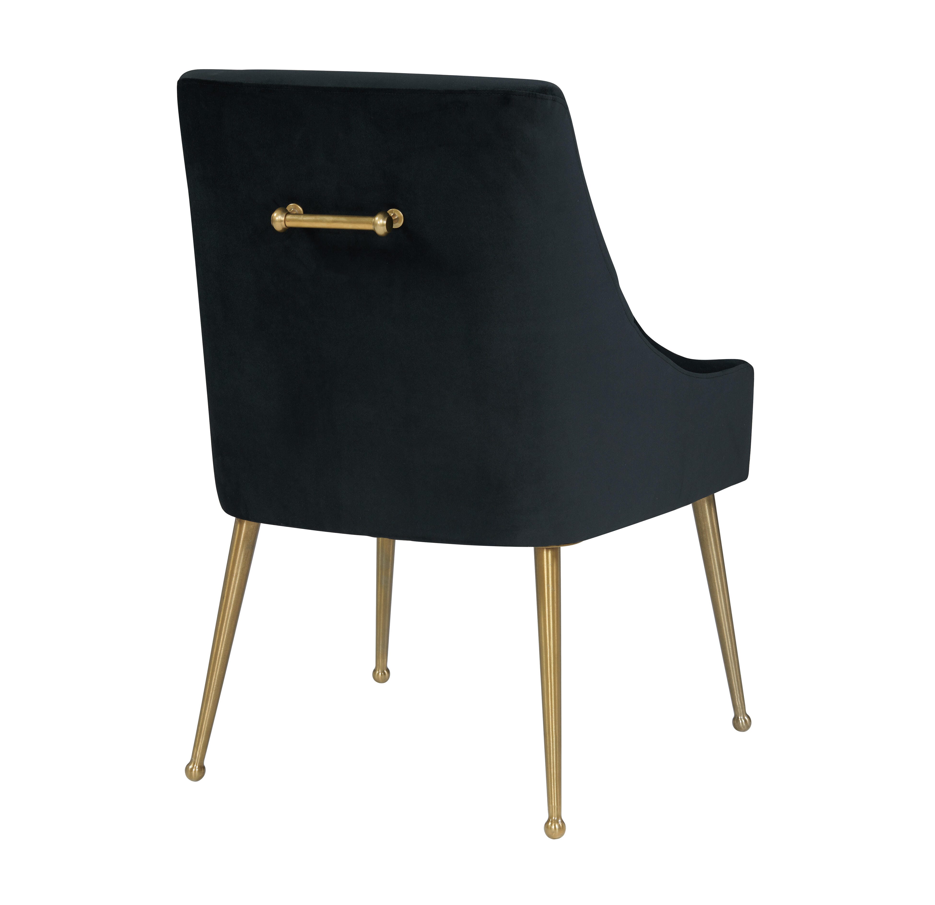 Beatrix Beatrix Black Velvet Side Chair, Black/Gold, large