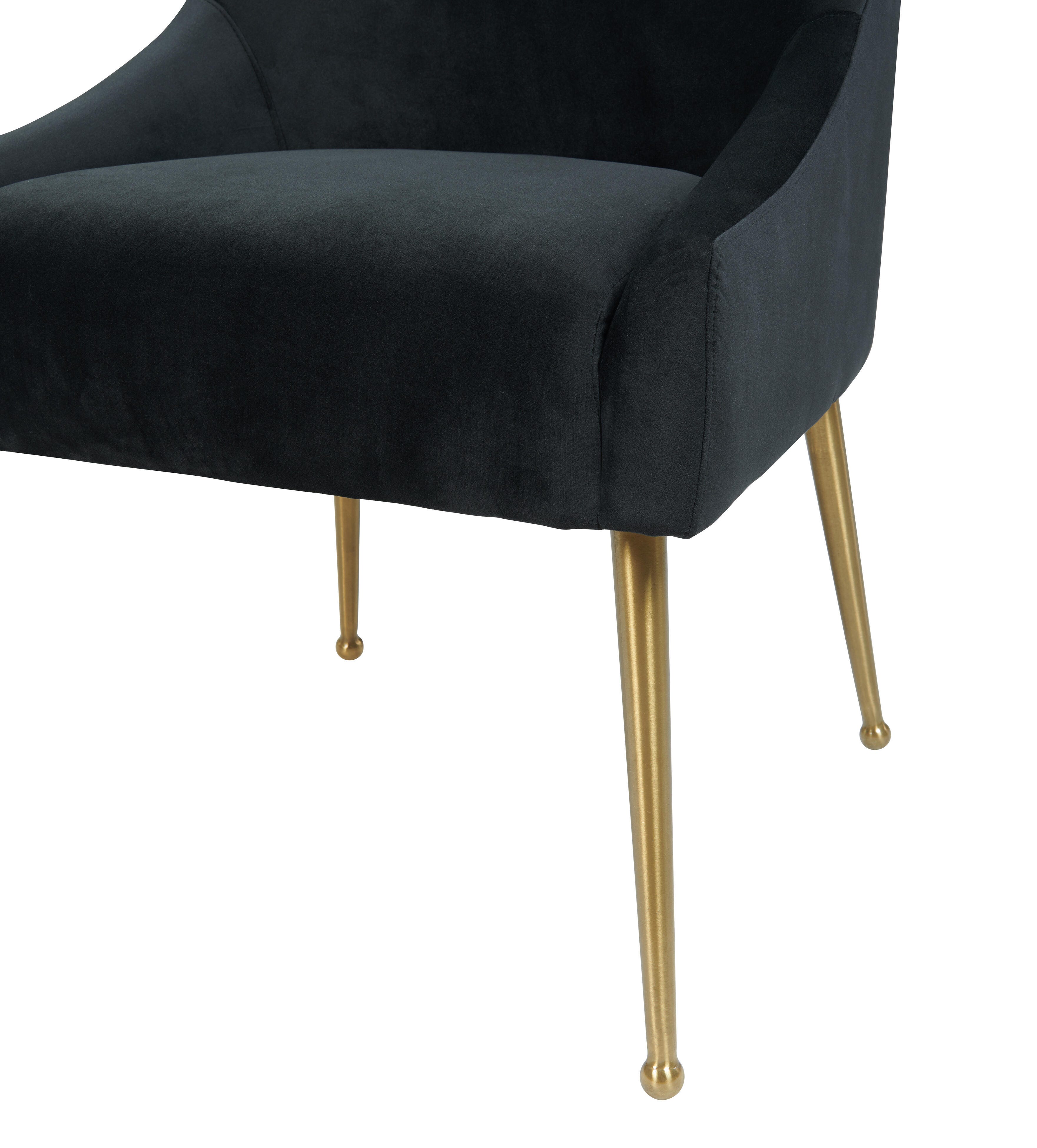 Beatrix Beatrix Black Velvet Side Chair, Black/Gold, large