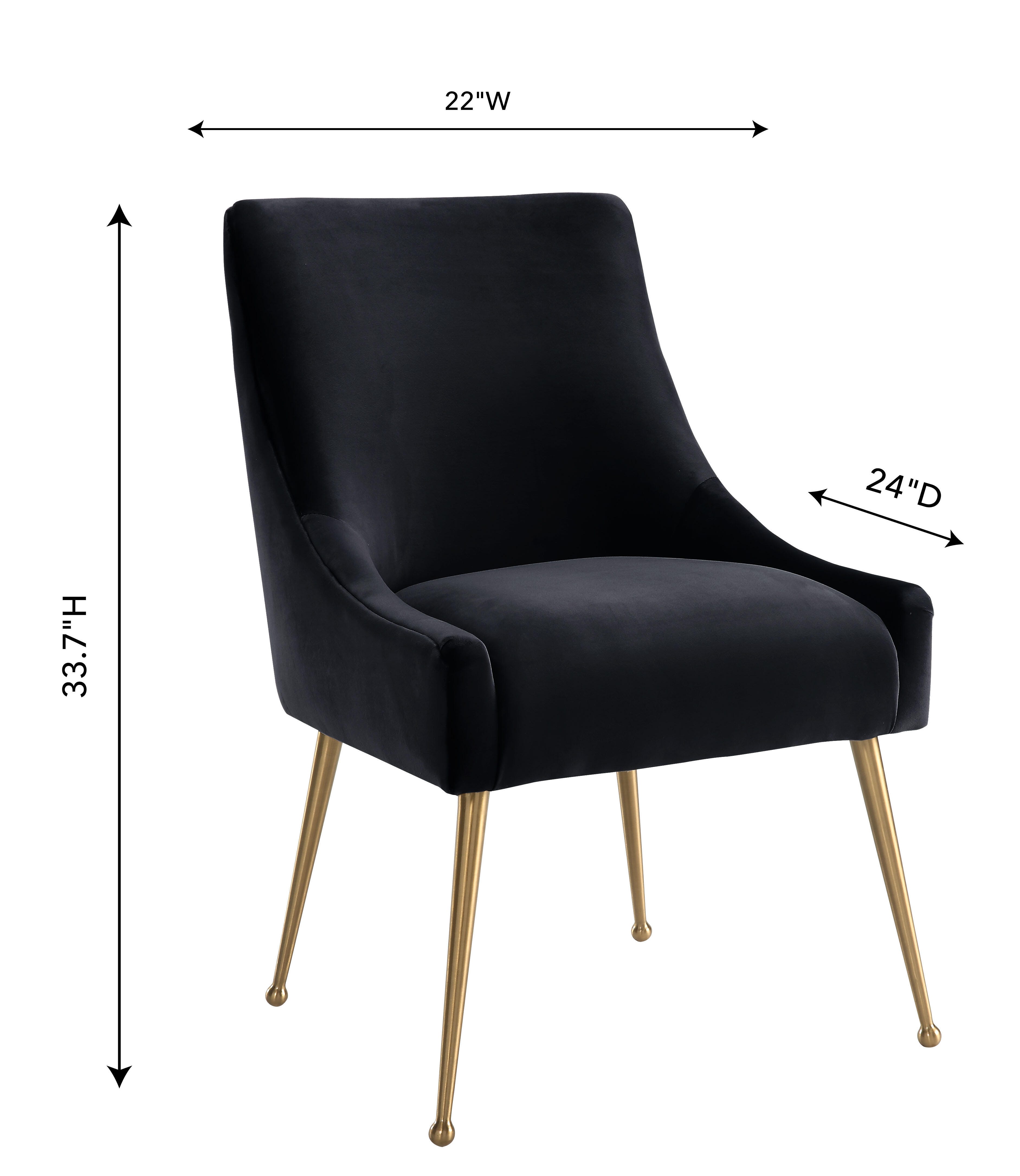 Beatrix Beatrix Black Velvet Side Chair, Black/Gold, large