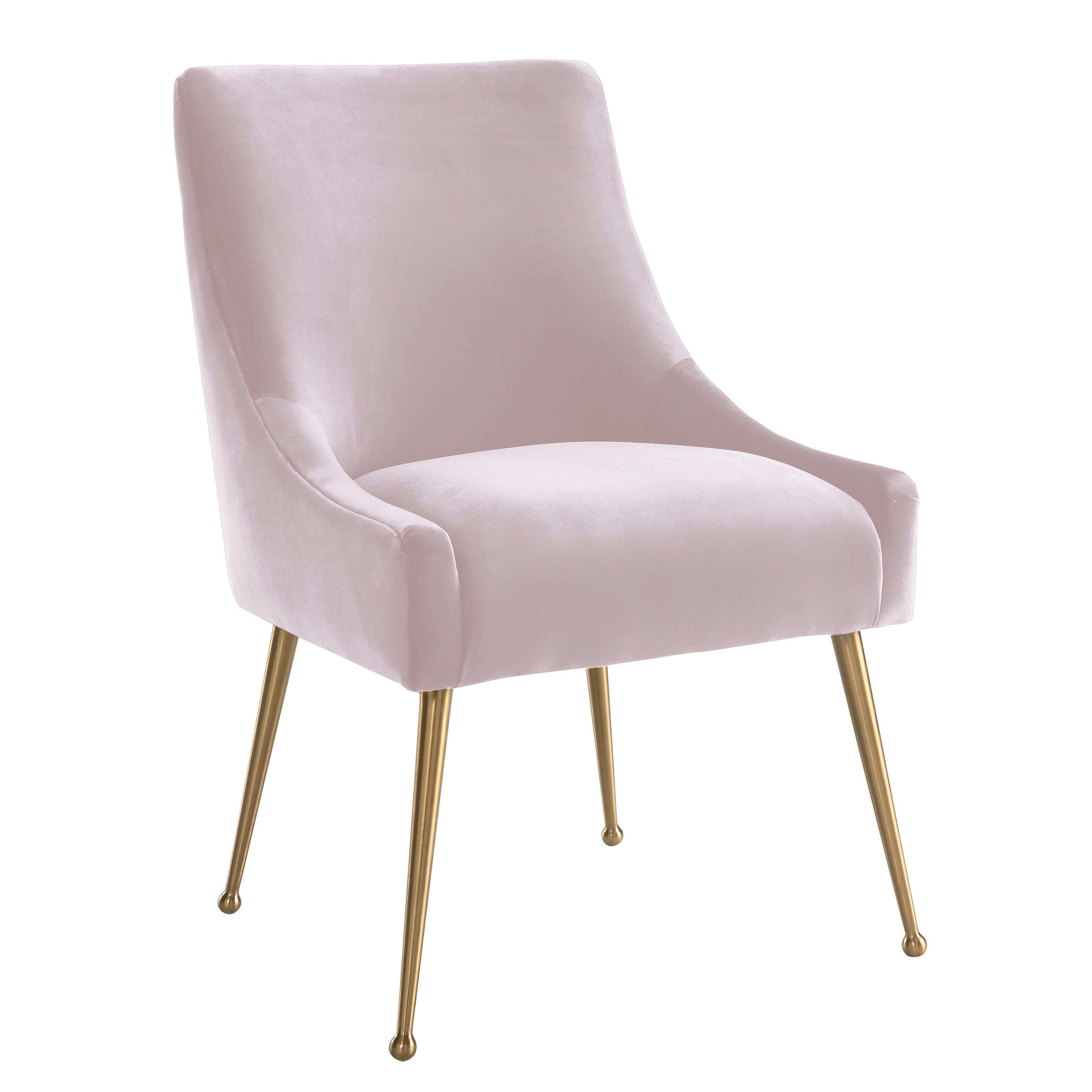 Beatrix Beatrix Blush Velvet Side Chair, Pink/Gold, large