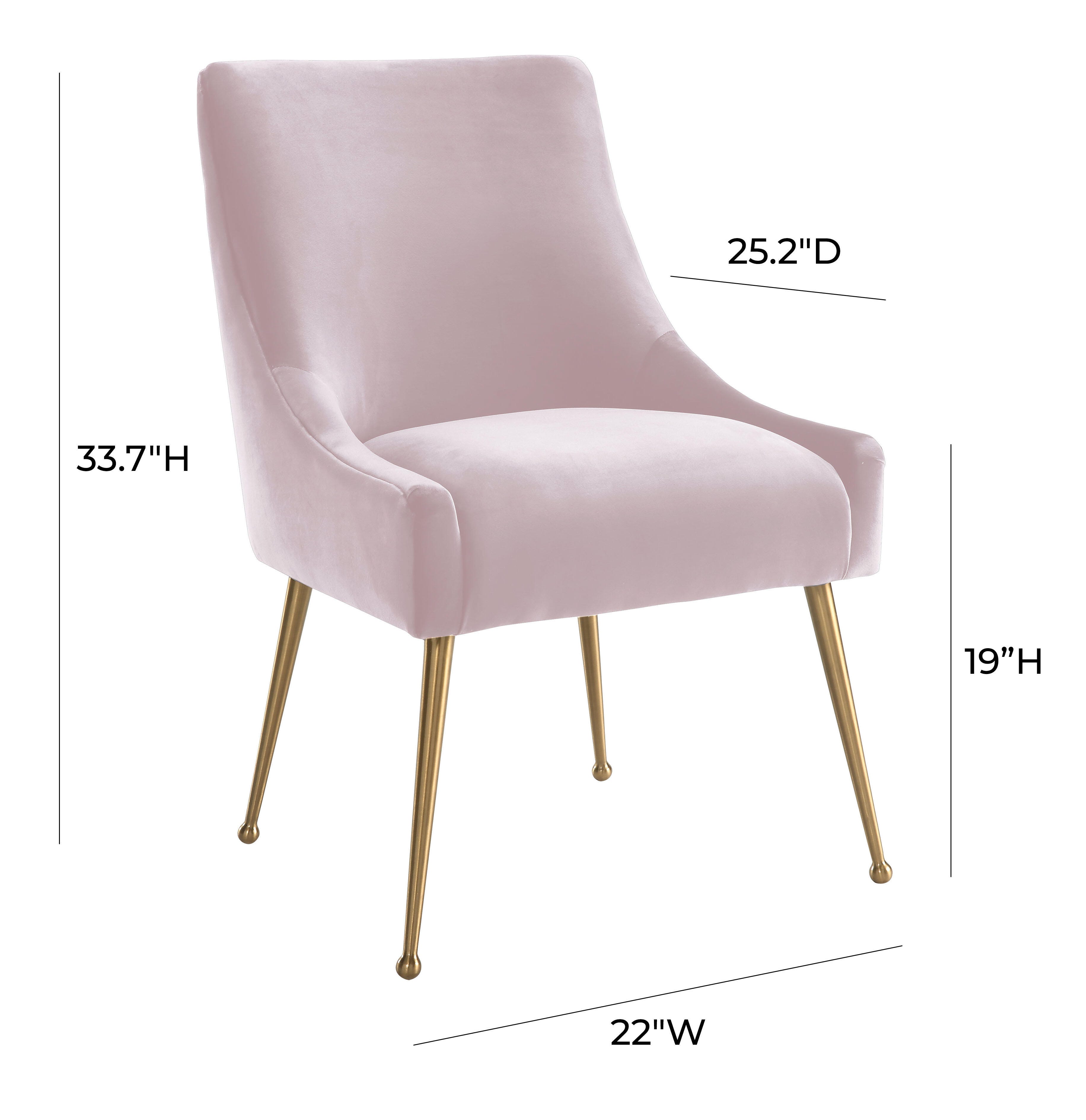 Beatrix Beatrix Blush Velvet Side Chair, Pink/Gold, large