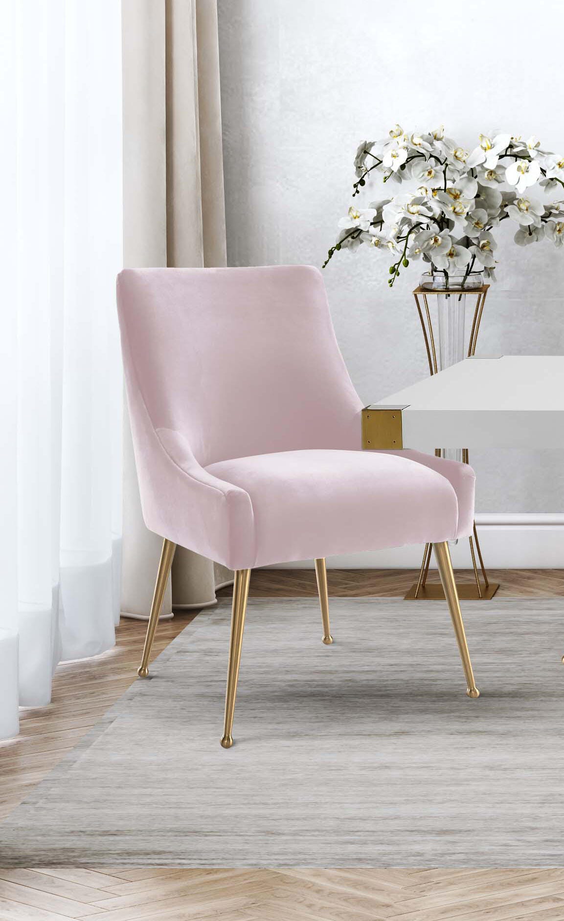 Beatrix Beatrix Blush Velvet Side Chair, Pink/Gold, large