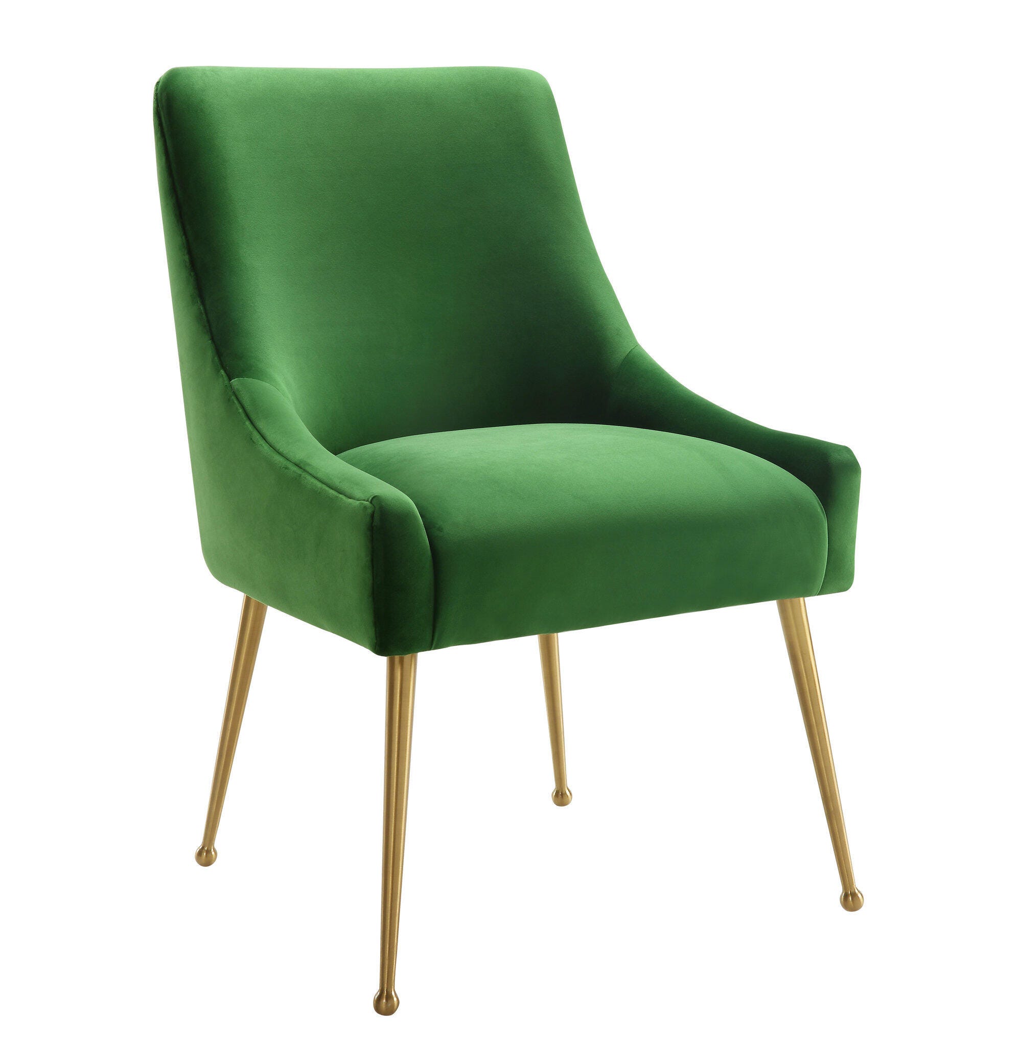 Beatrix Beatrix Green Velvet Side Chair, Green/Gold, large