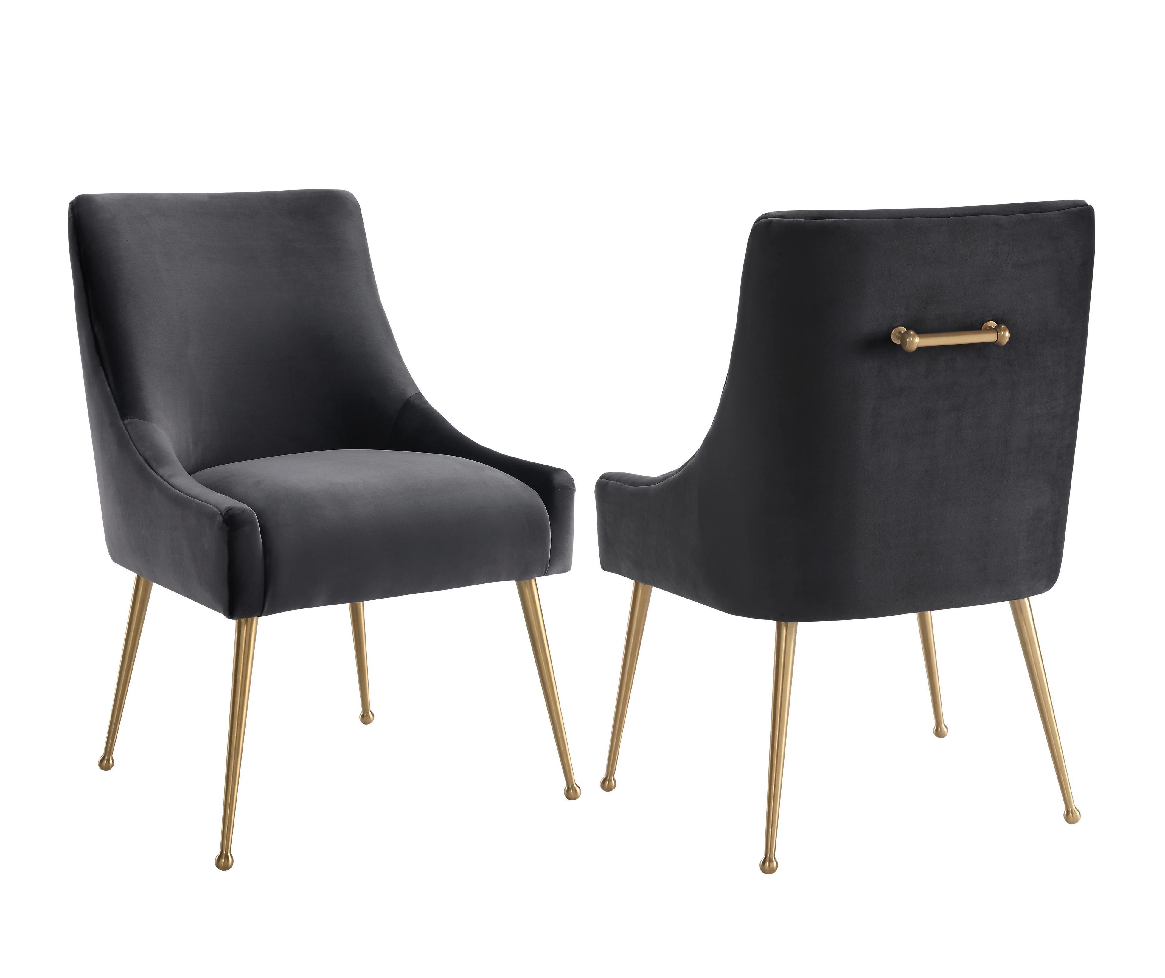 Beatrix Beatrix Gray Velvet Side Chair, Gray/Gold, large