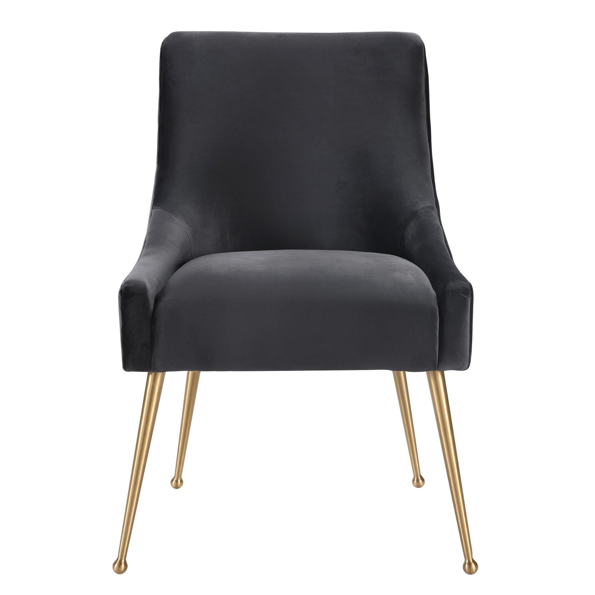 Beatrix Beatrix Gray Velvet Side Chair, Gray/Gold, large