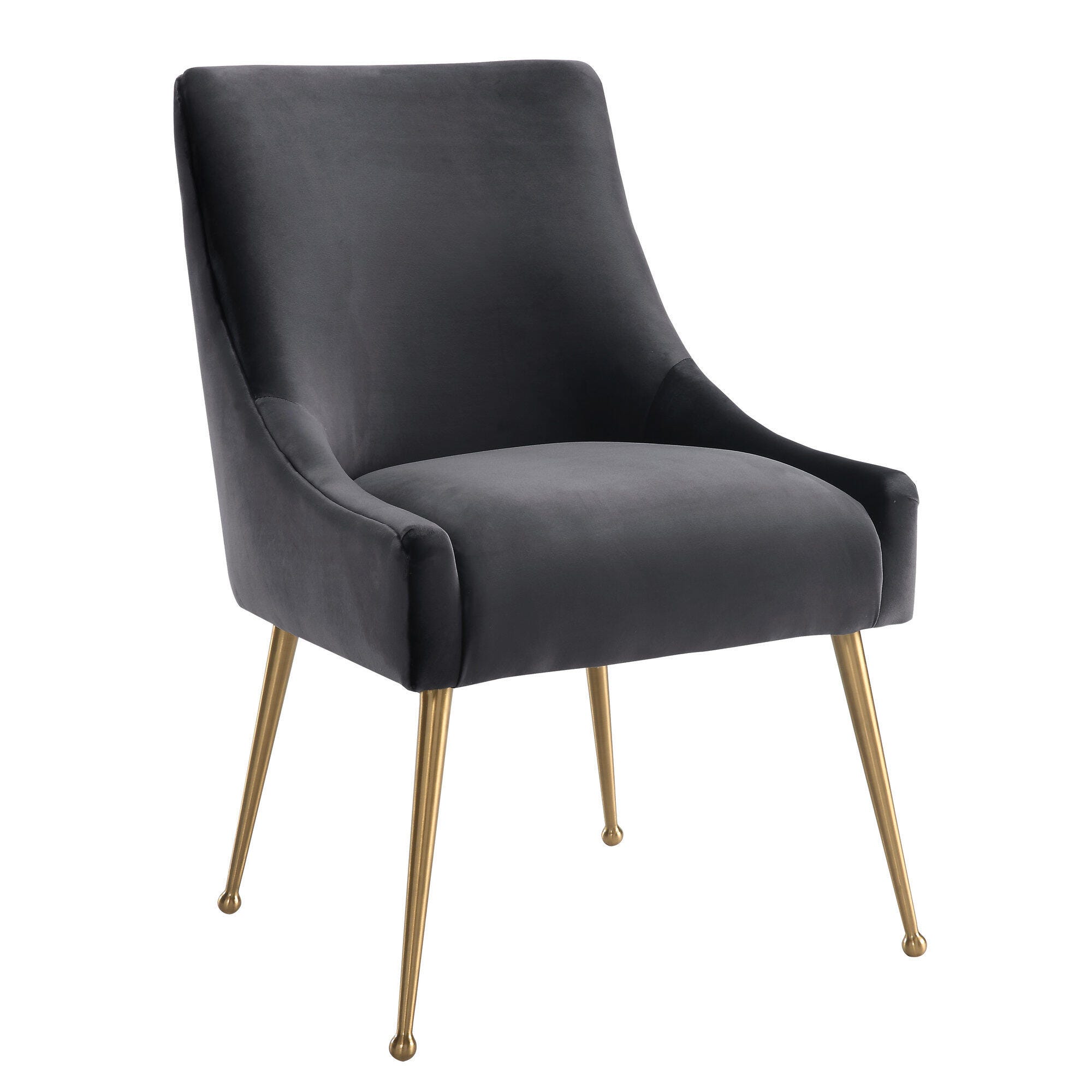 Beatrix Beatrix Gray Velvet Side Chair, Gray/Gold, large
