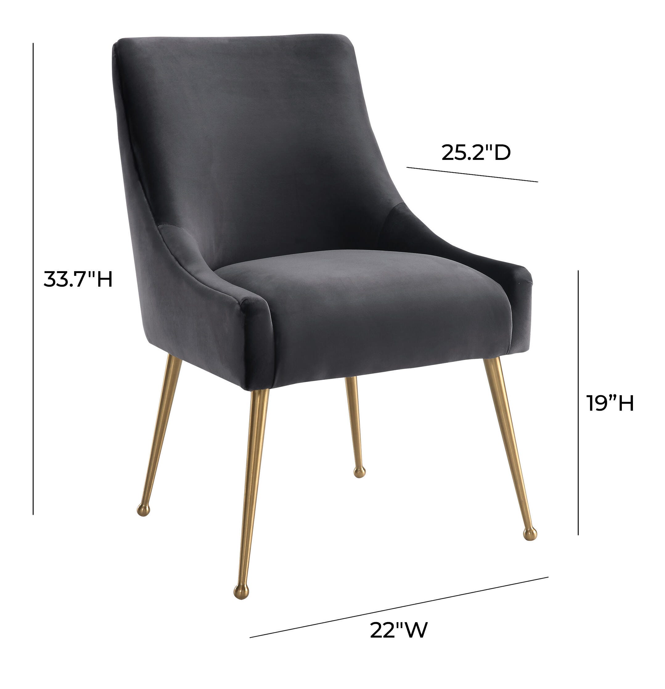 Beatrix Beatrix Gray Velvet Side Chair, Gray/Gold, large