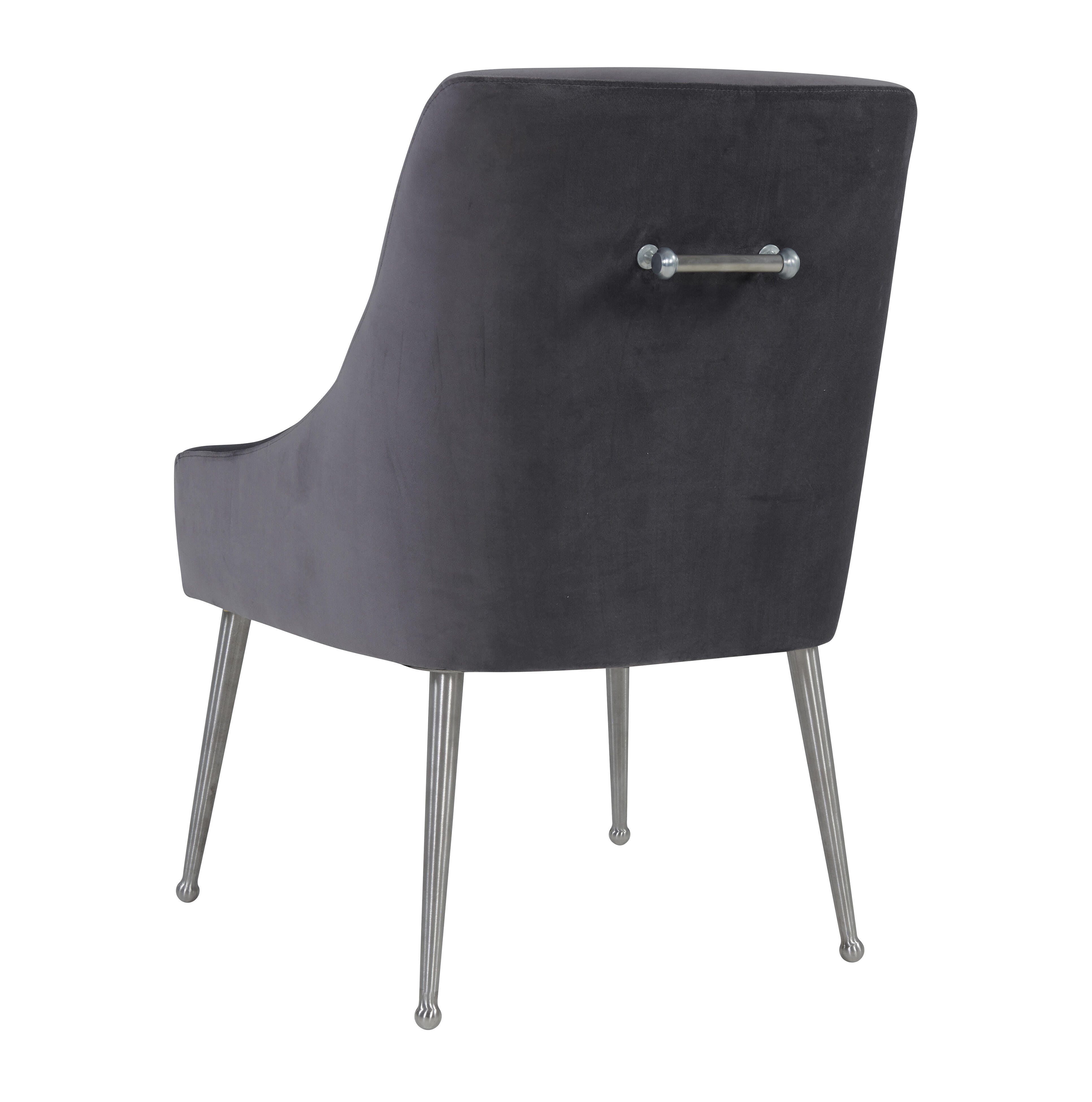 Beatrix Beatrix Gray Velvet Side Chair - Silver Legs, Gray/Silver, large