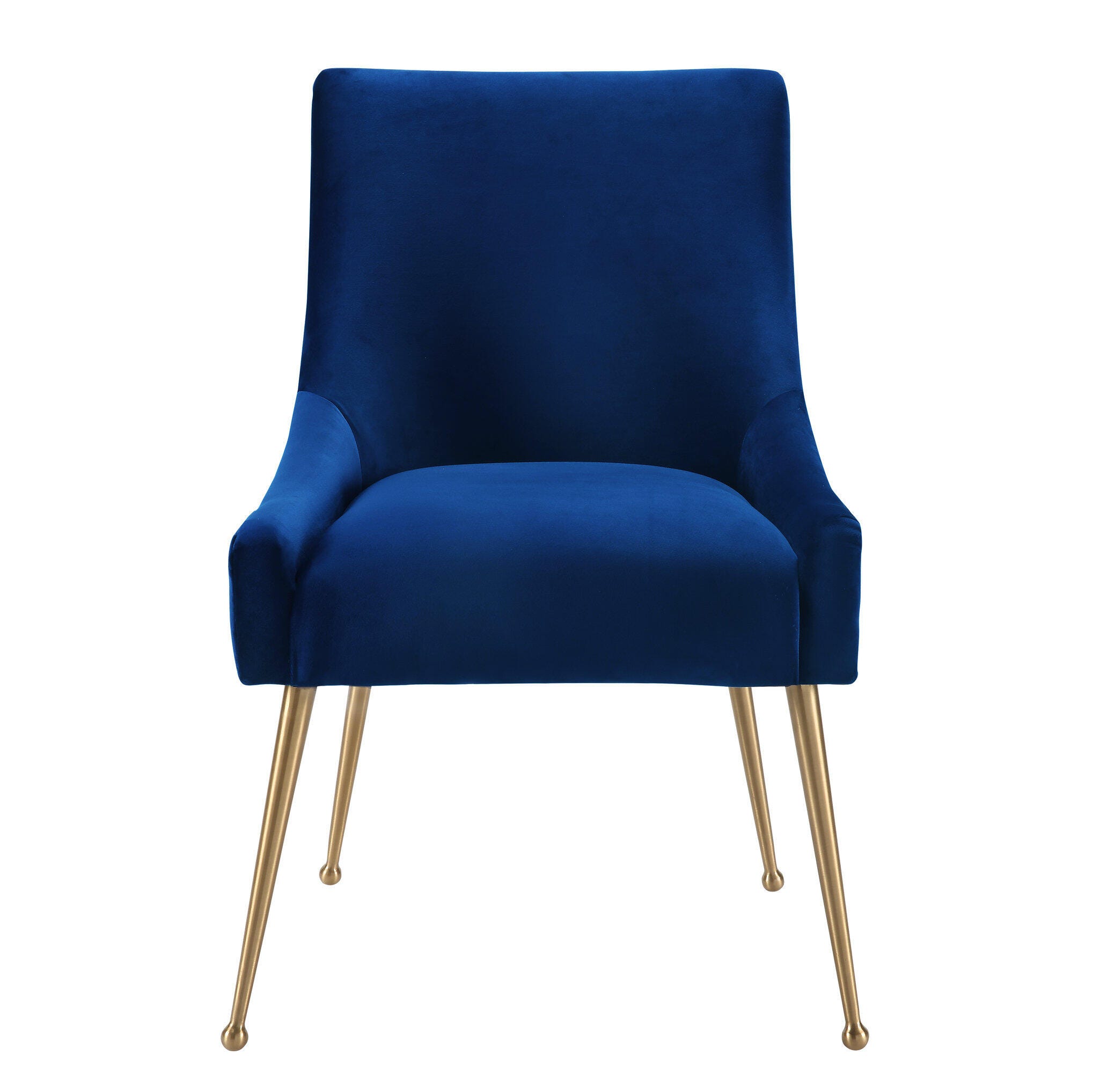 Beatrix Beatrix Navy Velvet Side Chair, Blue/Gold, large