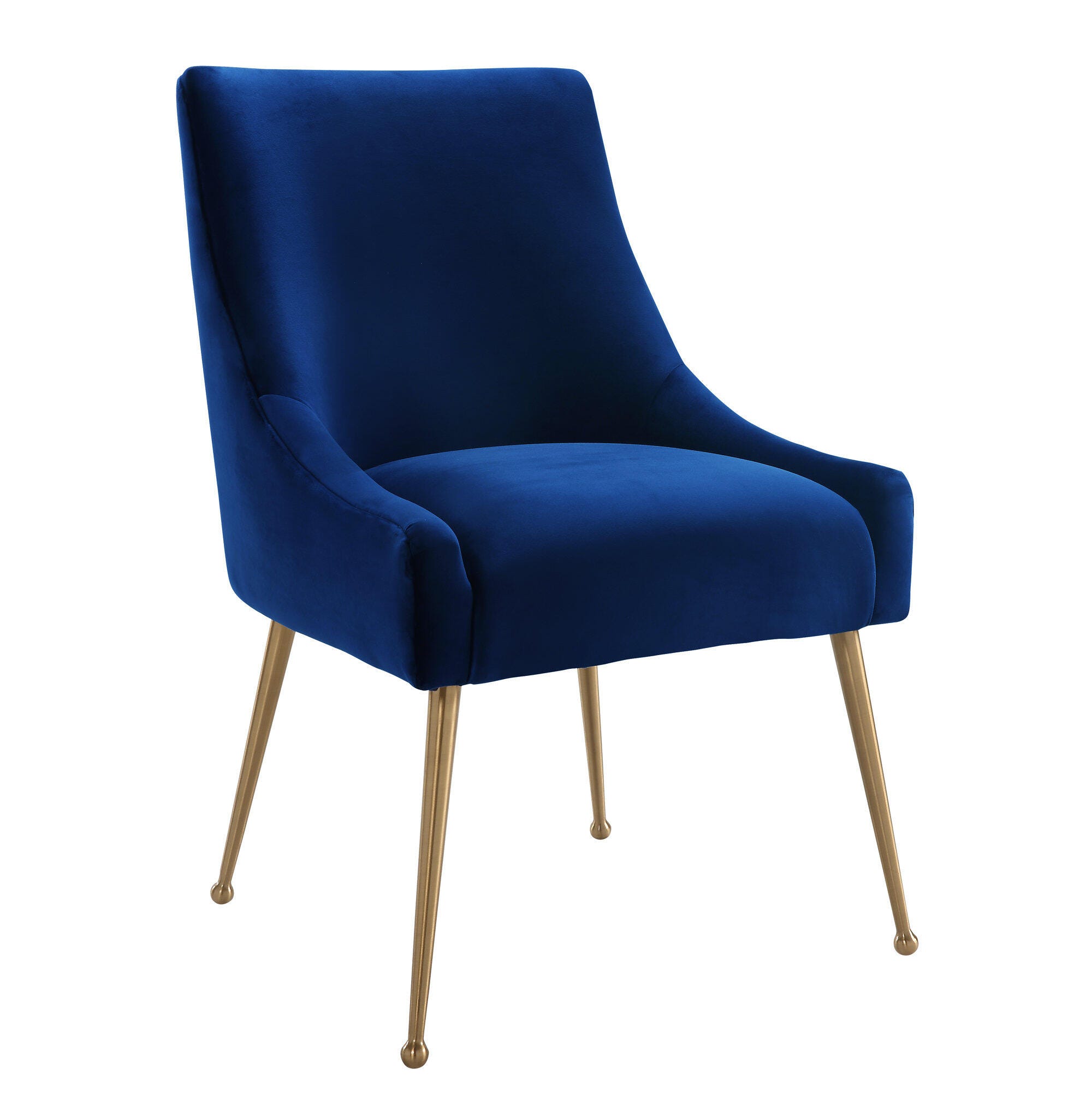 Beatrix Beatrix Navy Velvet Side Chair, Blue/Gold, large