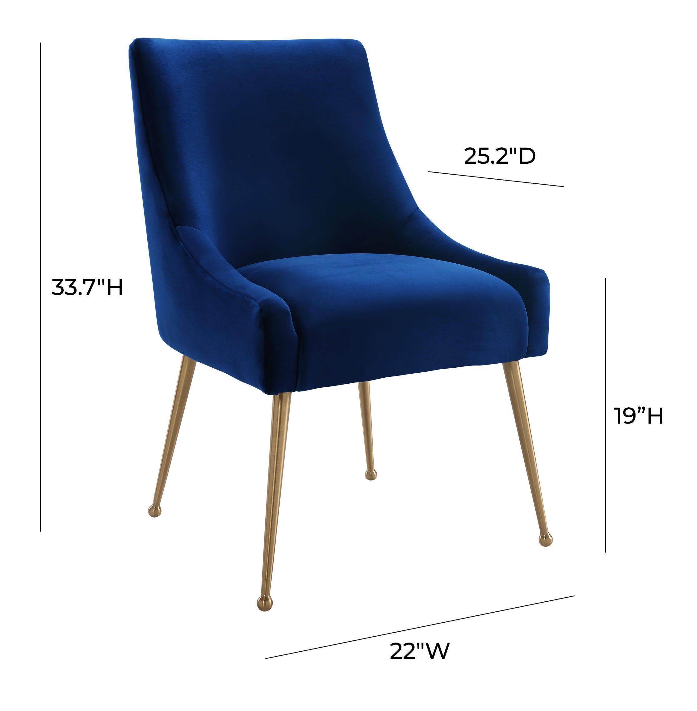 Beatrix Beatrix Navy Velvet Side Chair, Blue/Gold, large