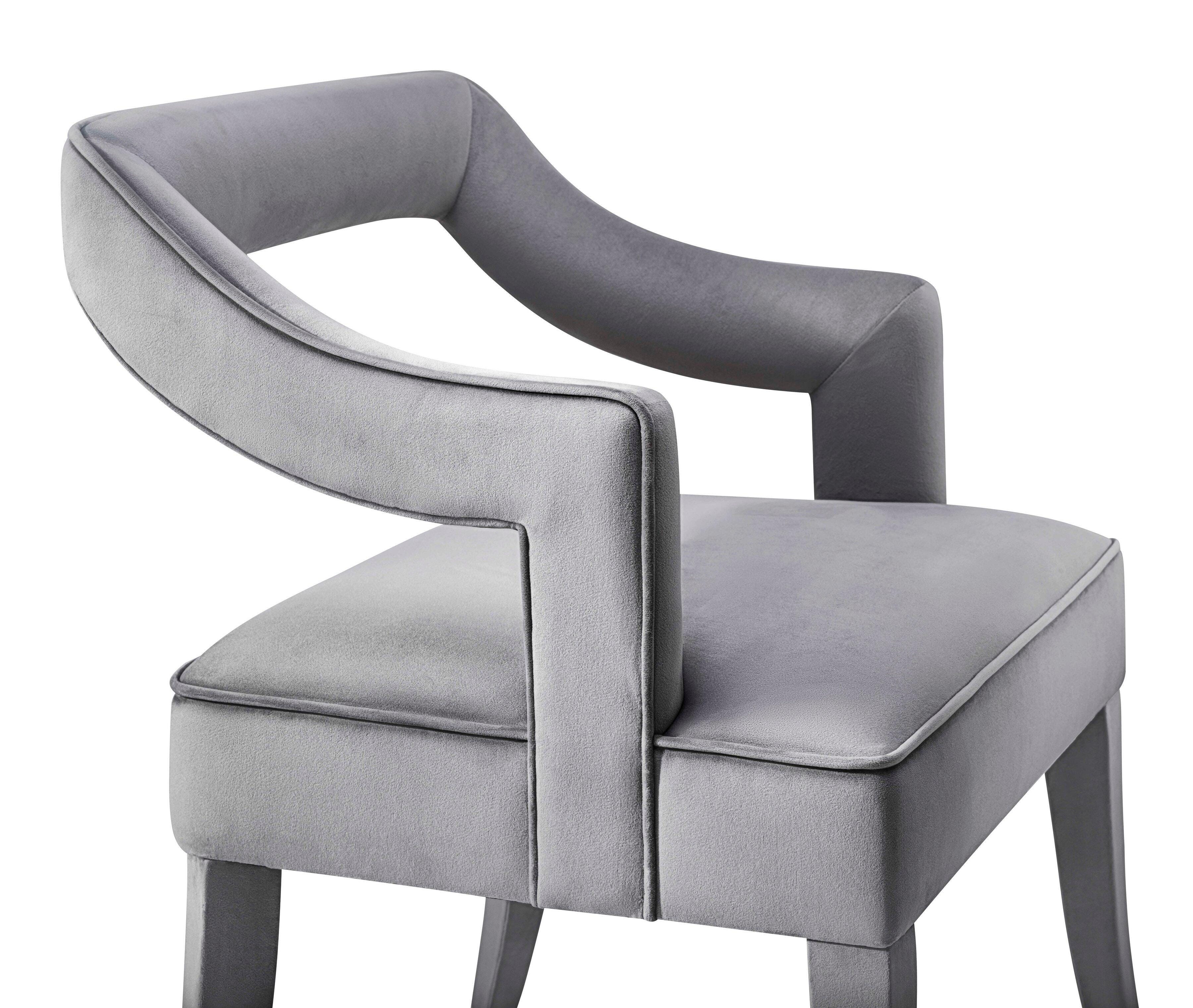 TOV Furniture Tiffany Tiffany Gray Velvet Chair, Gray, large